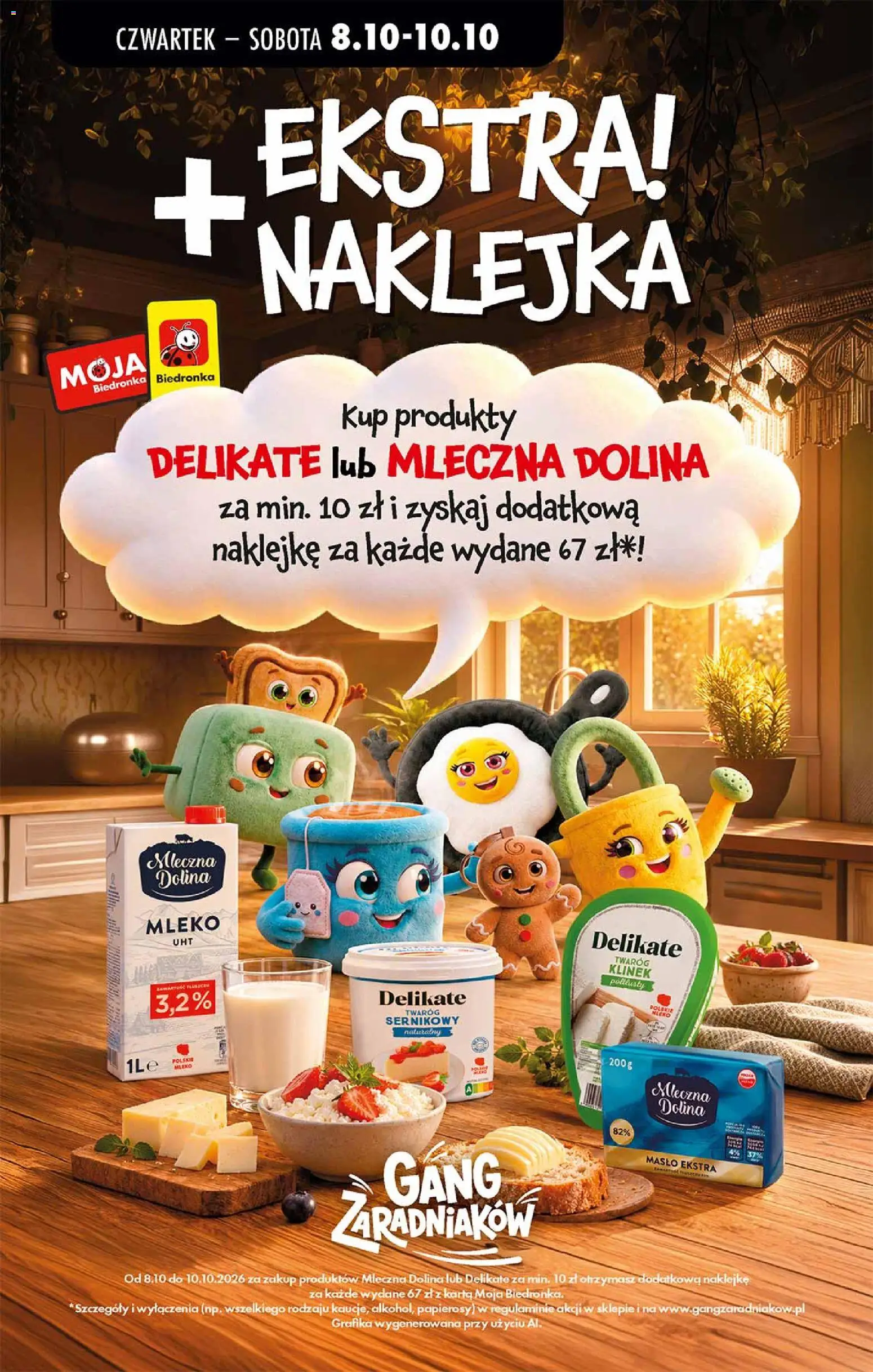 Biedronka gazetka - Gang zaradniaków od 12.10.2026 | Strona: 11 | Produkty: Karta, Twaróg klinek, Mleko, Masło
