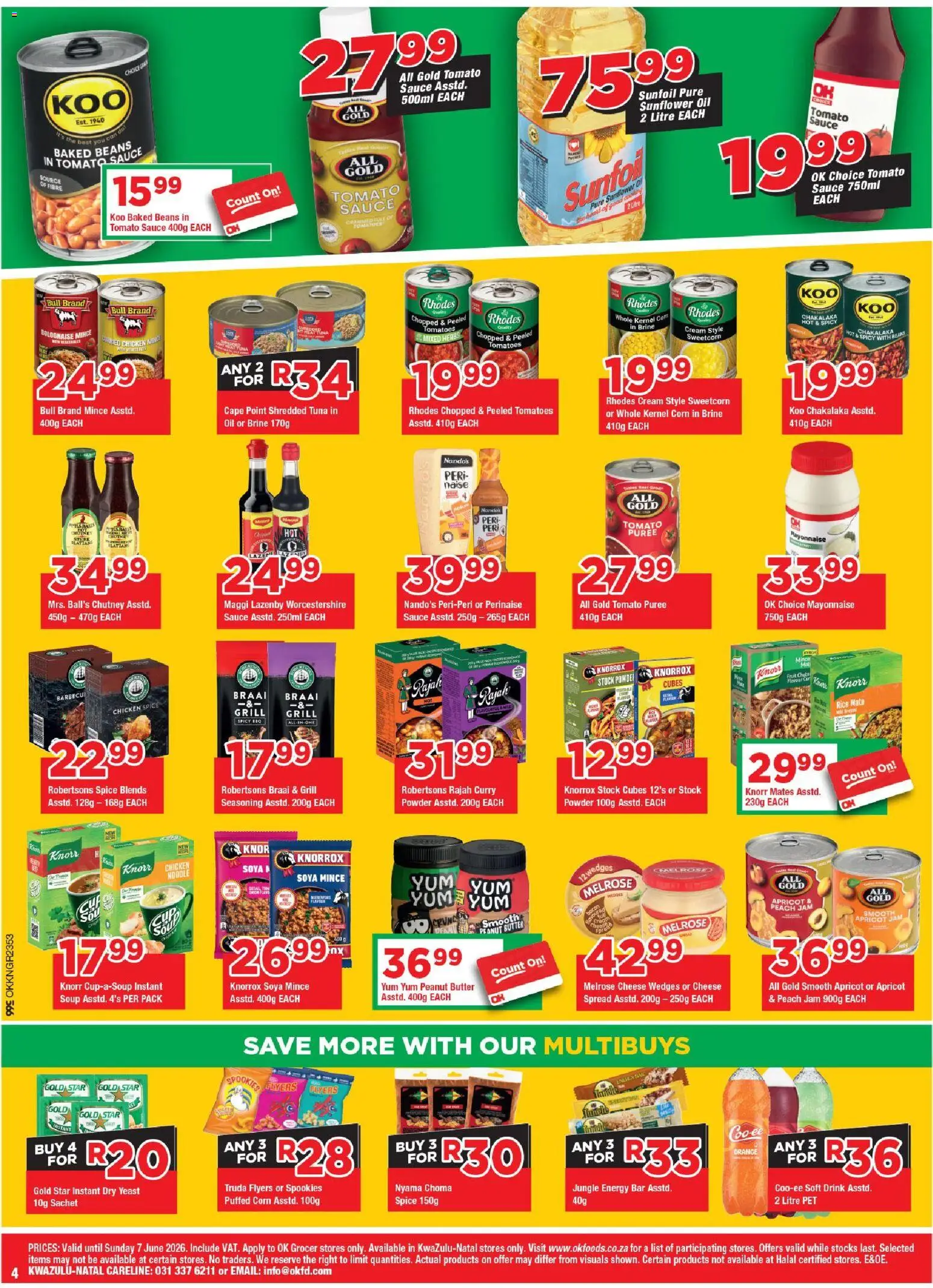 New OK Foods catalogue – valid from 25.05.2026 | Page: 4 | Products: Butter, Cheese, Tomato sauce, Bacon