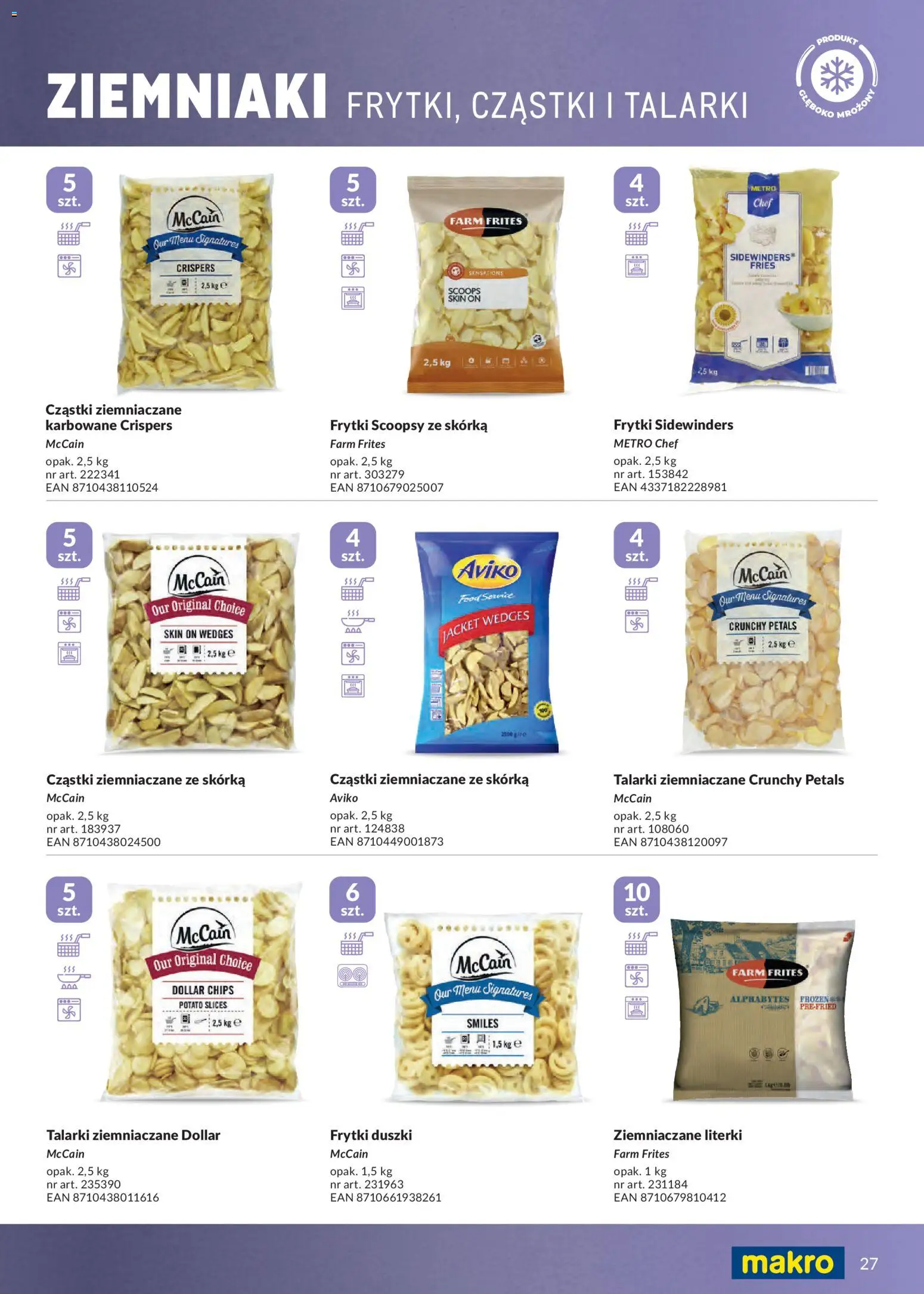 Makro gazetka - Mrożonki od 01.05.2026 | Strona: 27 | Produkty: Frytki, Ziemniaki