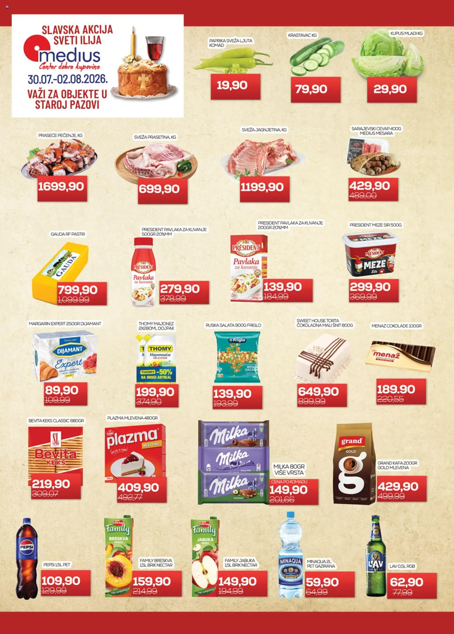 Medius katalog - važi od 30.07.2026 | Strana: 1 | Proizvode: Salata, Paprika, Ćevap, Pepsi