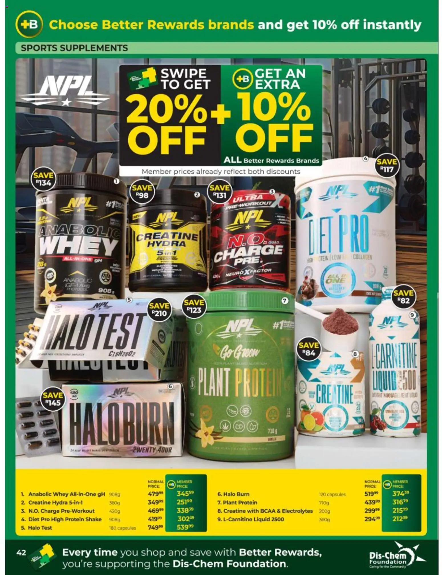 New Dis-Chem catalogue – valid from 15/09/2026 | Page: 42 | Products: Protein, Foundation, Supplements