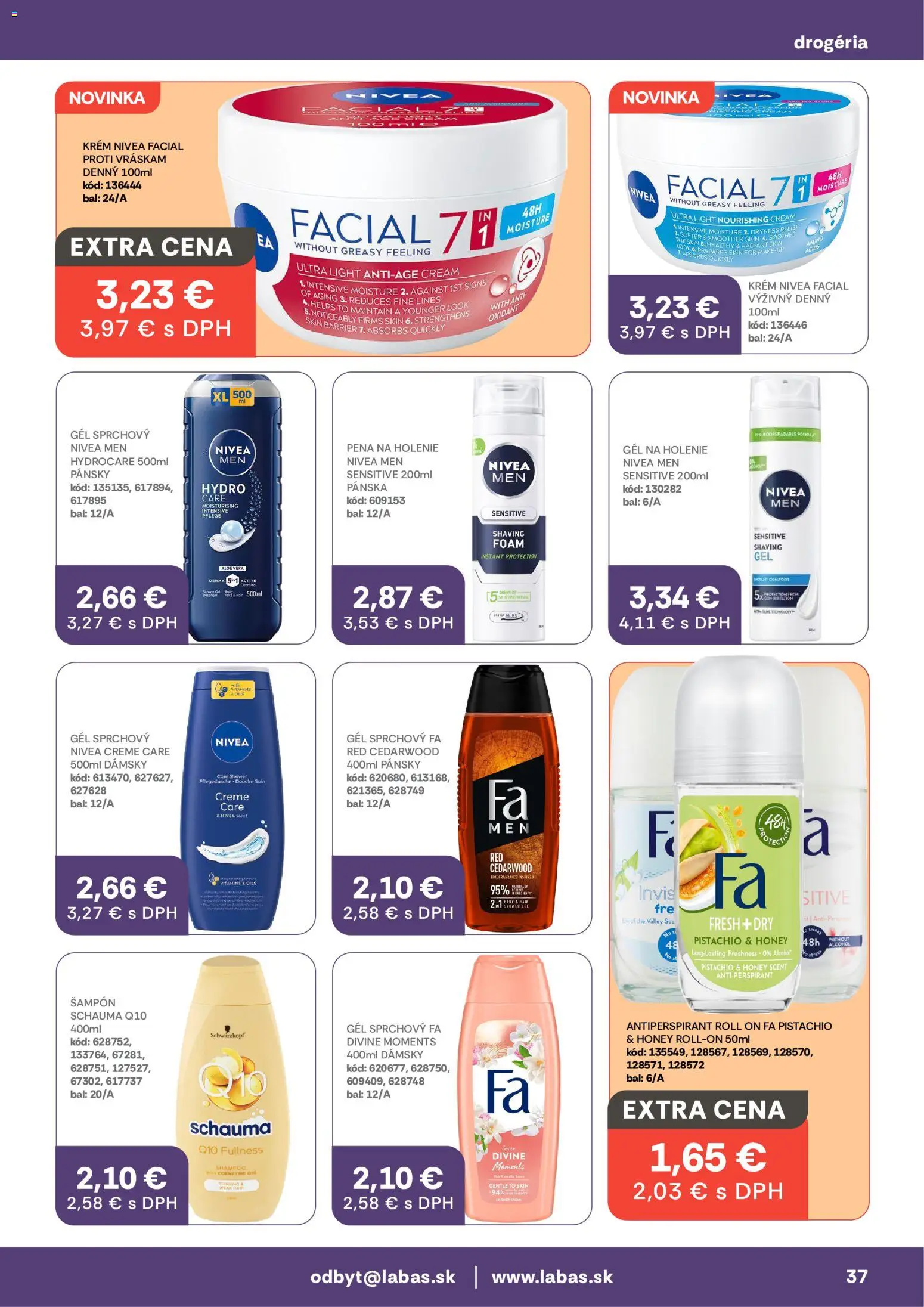 Nové Labaš akcie – leták je platný od 14.08.2026 | Strana: 37 | Produkty: Aloe Vera, Nivea, Krém, Pena