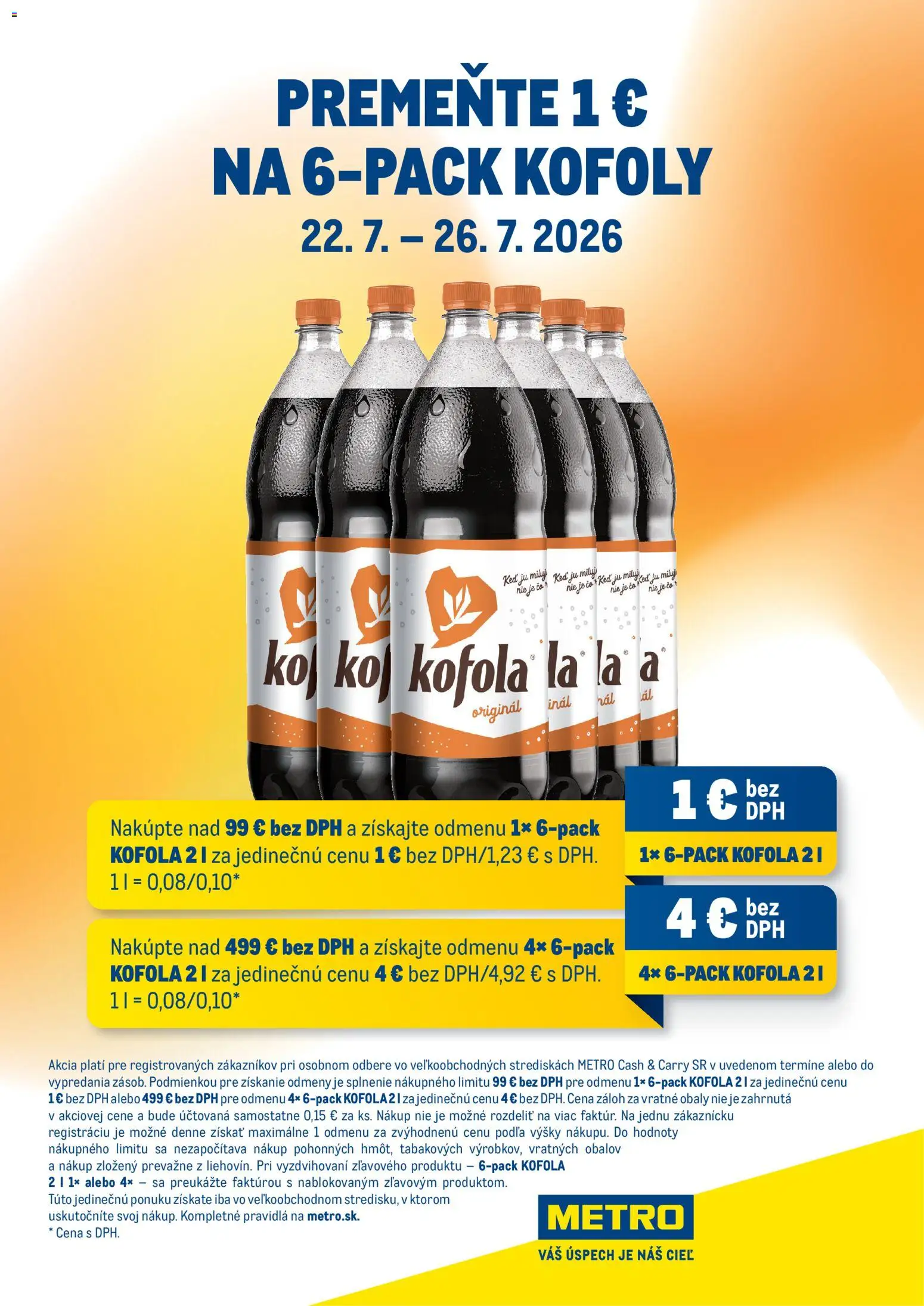 Nové Metro akcie – leták je platný od 23.07.2026 | Strana: 1 | Produkty: Kofola, Med