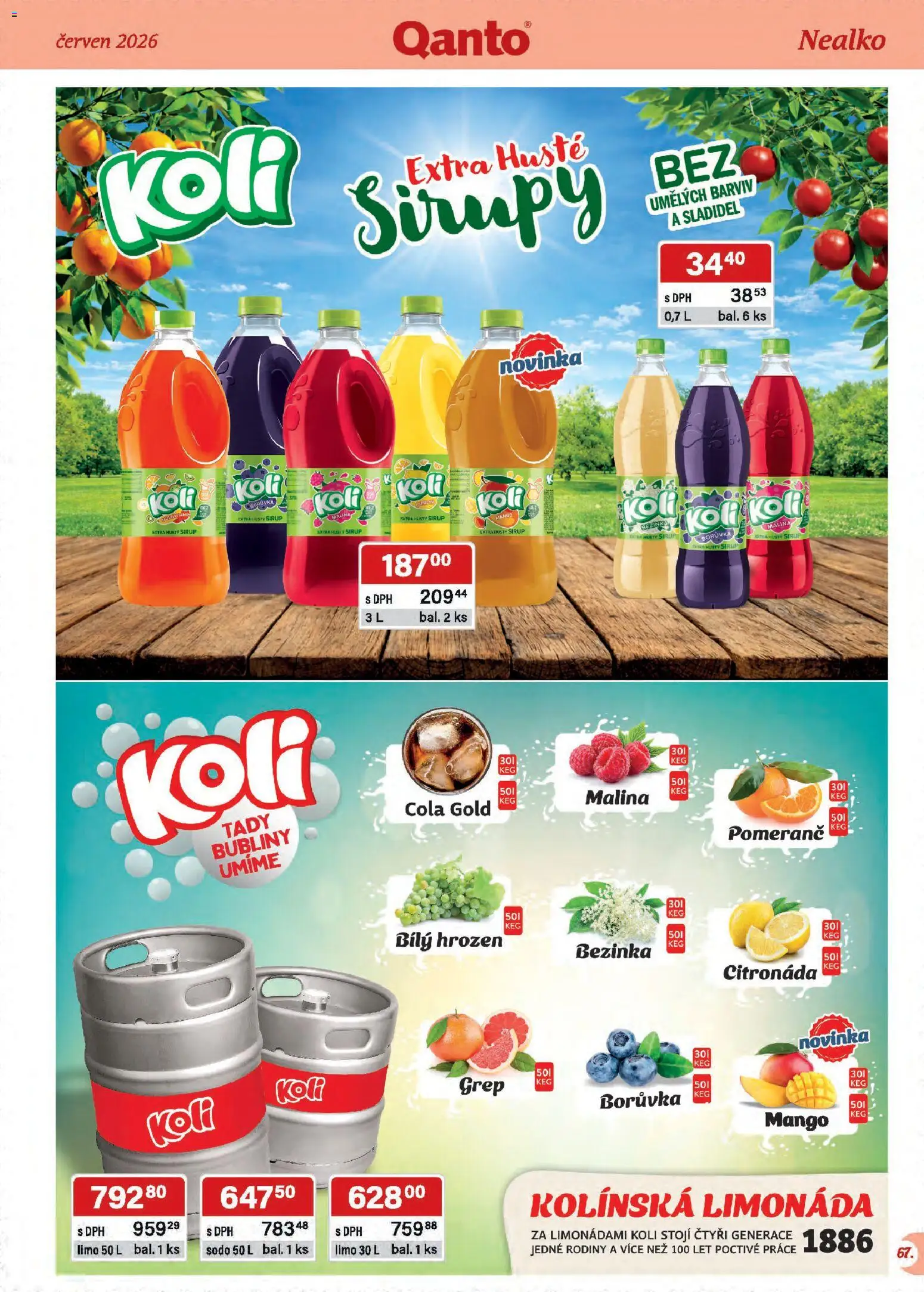 Astur & Qanto leták - Velkoobchod 06/2026 od 01.06.2026 | Strana: 67 | Produkty: Mango, Limonáda, Sirup, Cola
