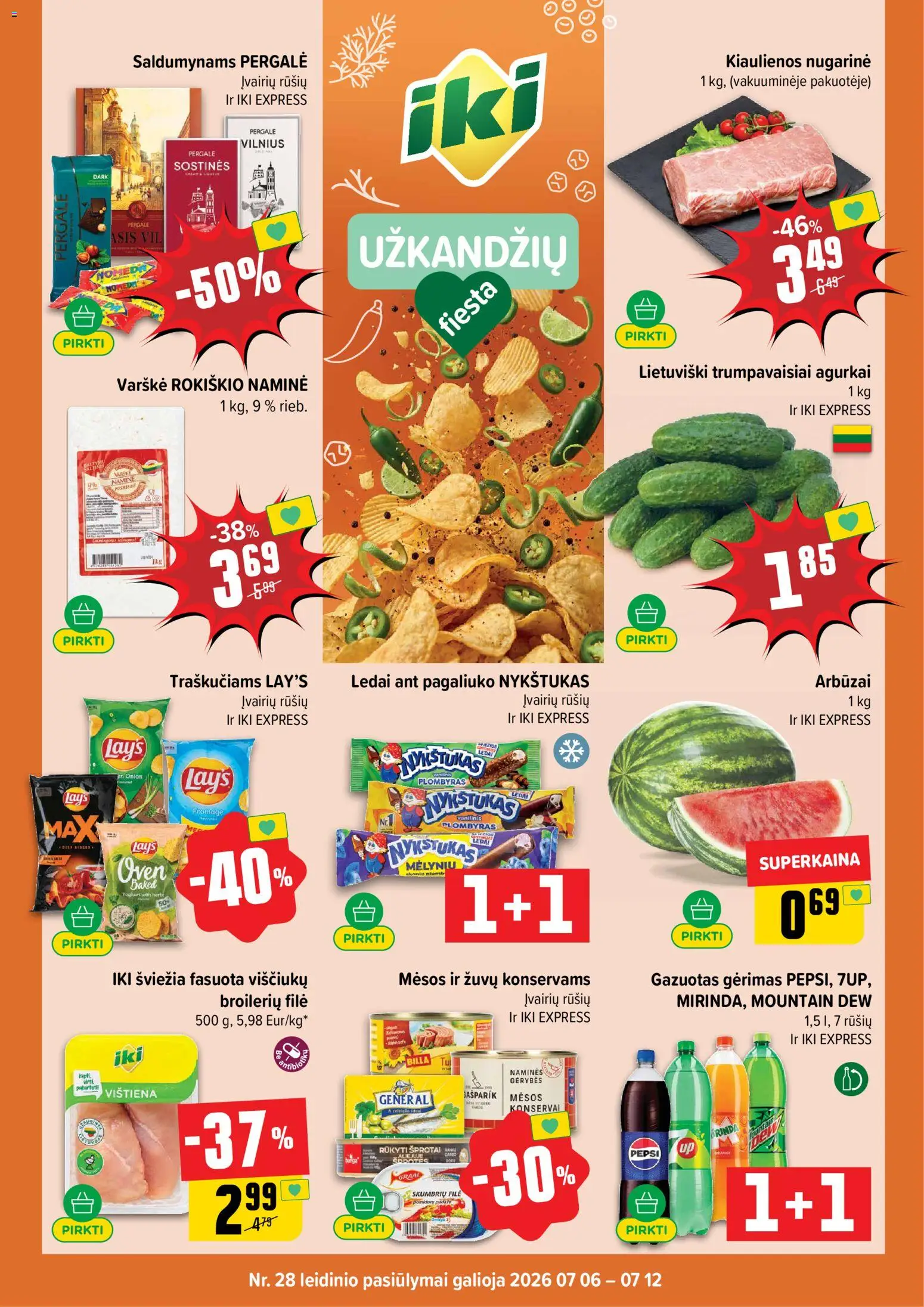 IKI akcijos nuo 2026.07.06 | Puslapis: 1 | Prekių: Ledai, Kiaulienos, Konservai, Vištiena