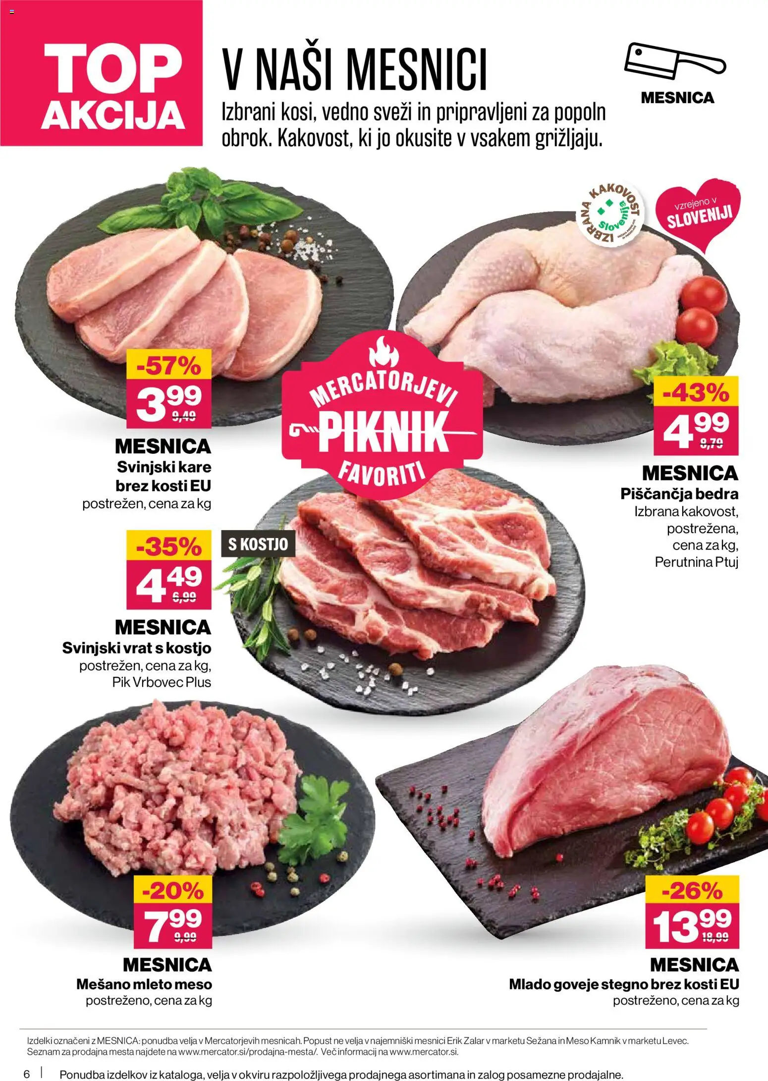 Novi Mercator katalog ponudbe – veljaven od 11.06.2026 | Stran: 6 | Izdelki: Mleto meso, Piščančja bedra