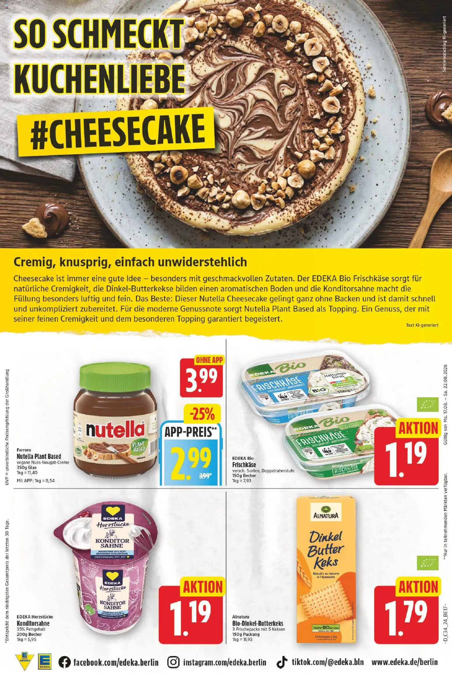 E center Prospekt – gültig ab 17.08.2026 | Seite: 24 | Produkte: Butter, Nutella, Sahne, Frischkase