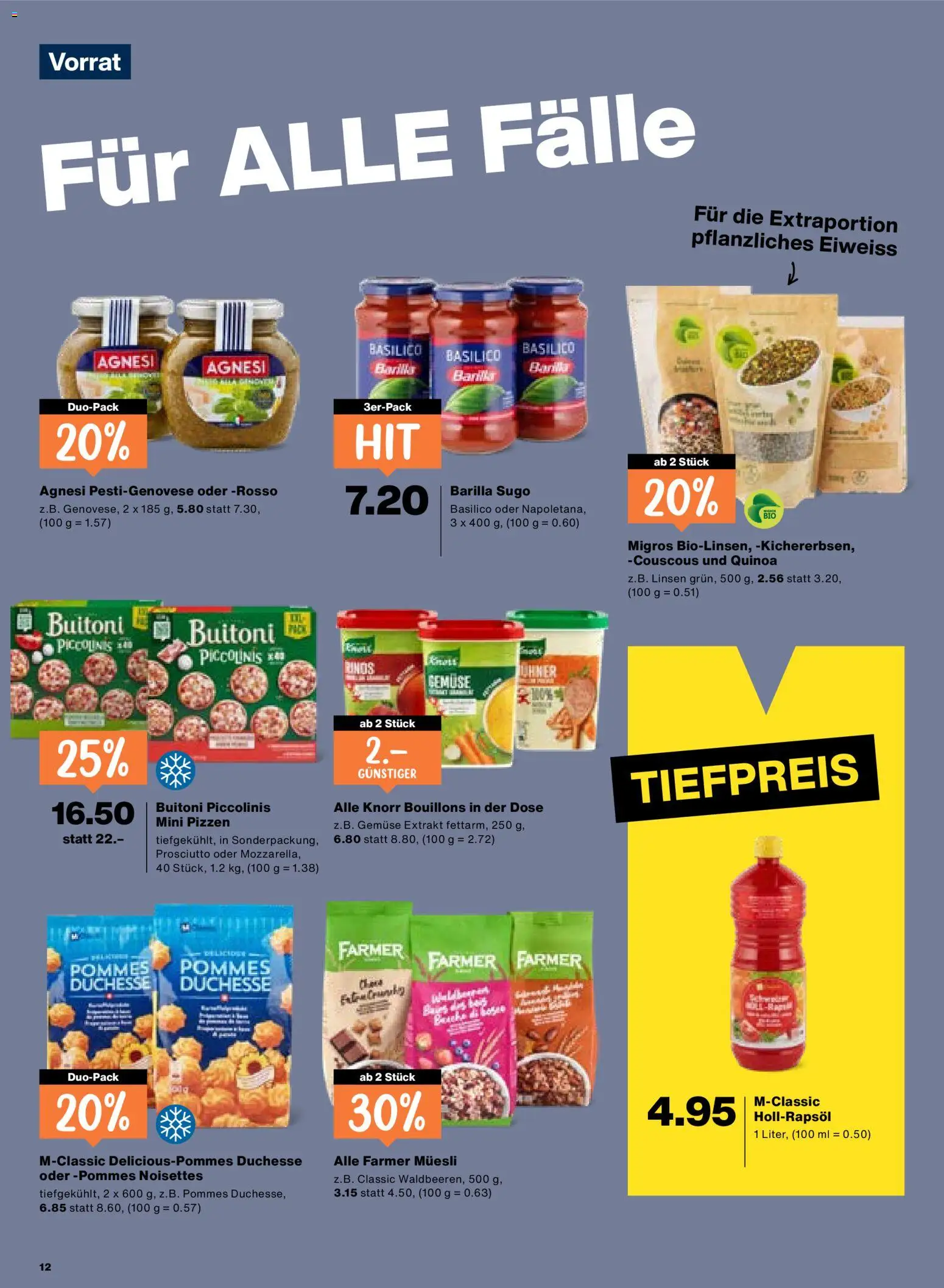 Migros aktionen – gültig ab 13.08.2026 | Seite: 12 | Produkte: Müsli, Barilla, Gemüse, Quinoa