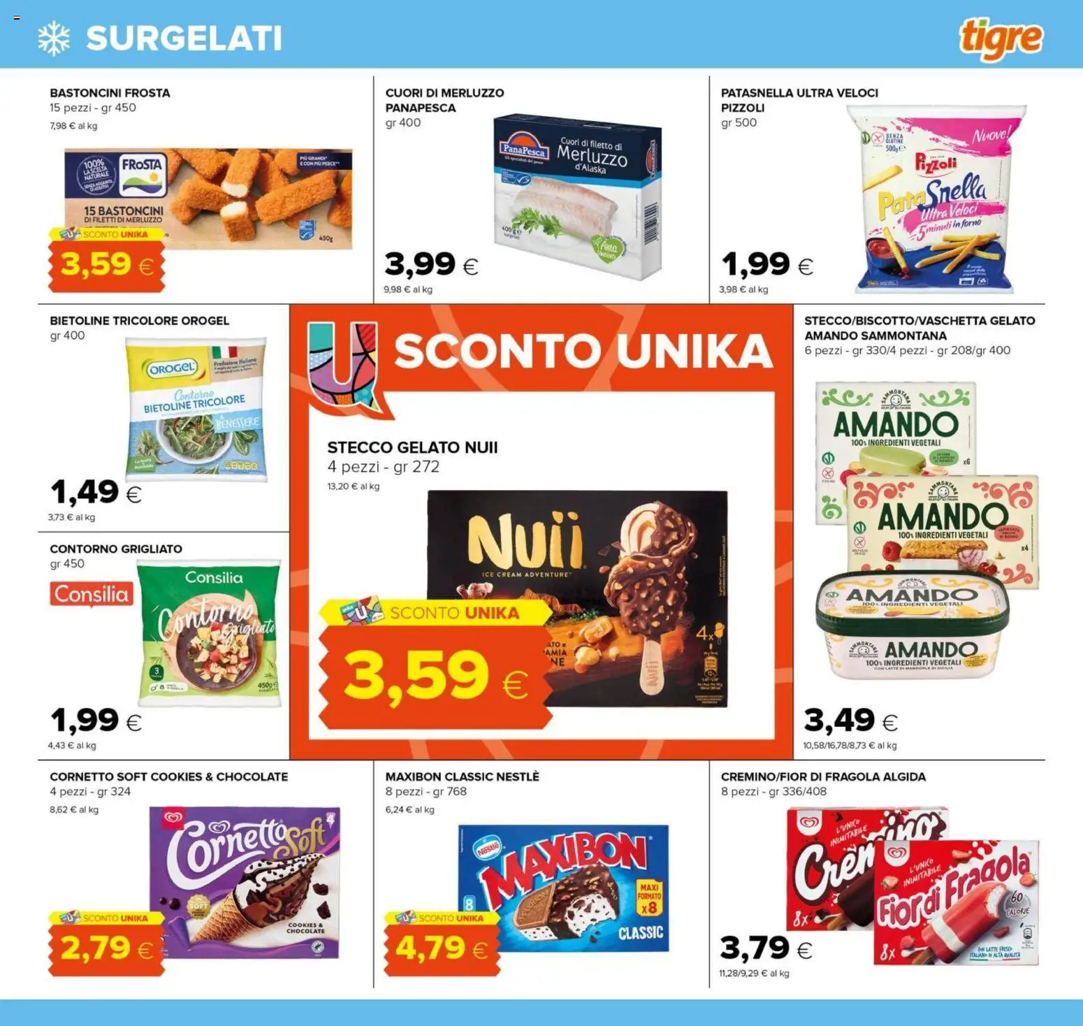 Volantino Tigre del 04.06.2026 | Pagina: 13 | Prodotti: Pesce, Latte, Mandorle, Forno