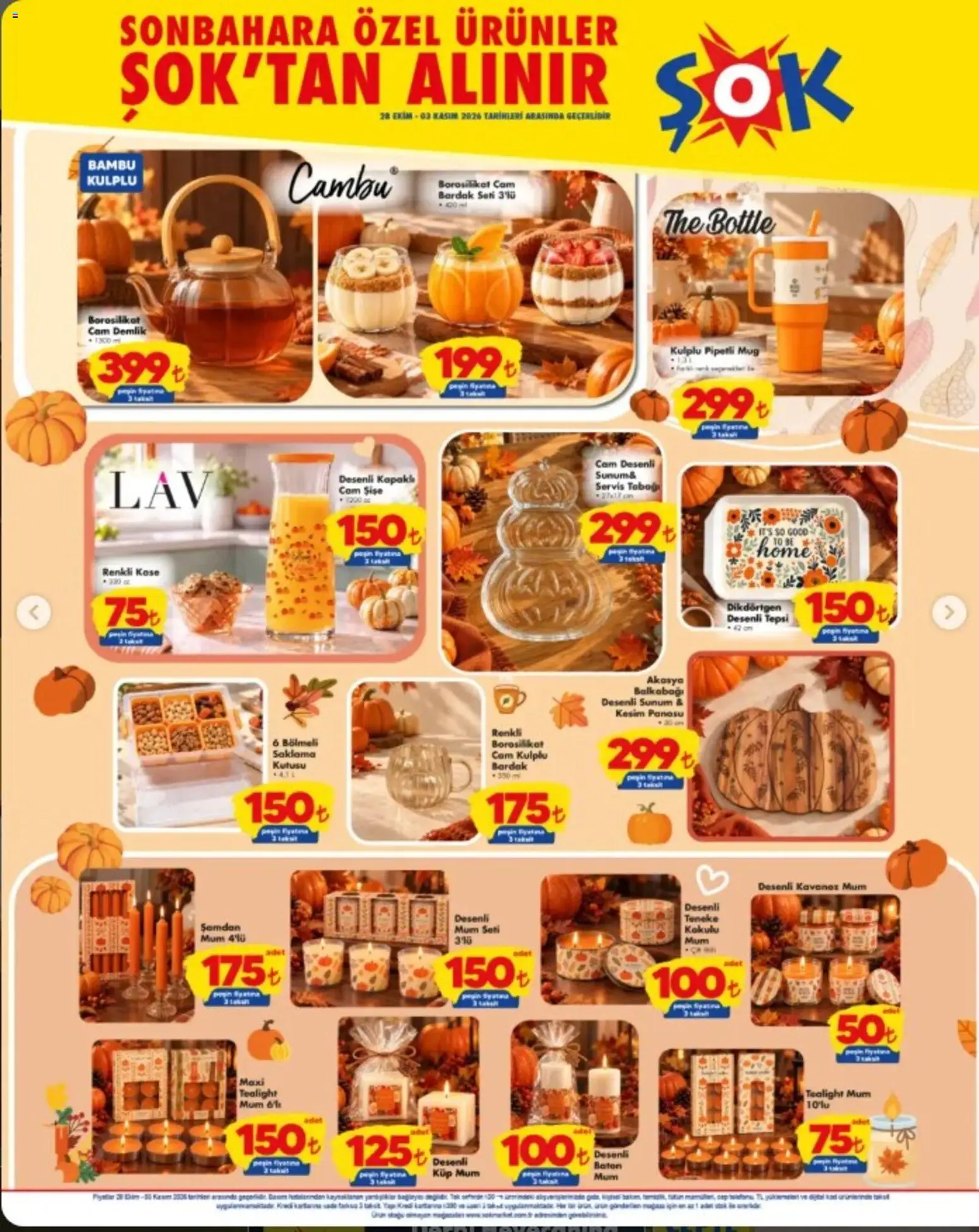 Şok Market Katalog - 28 Ekim 2026 tarihinden itibaren geçerlidir | Sayfa: 4 | Ürünler: Bardak, Tepsi, Kokulu mum, Demlik