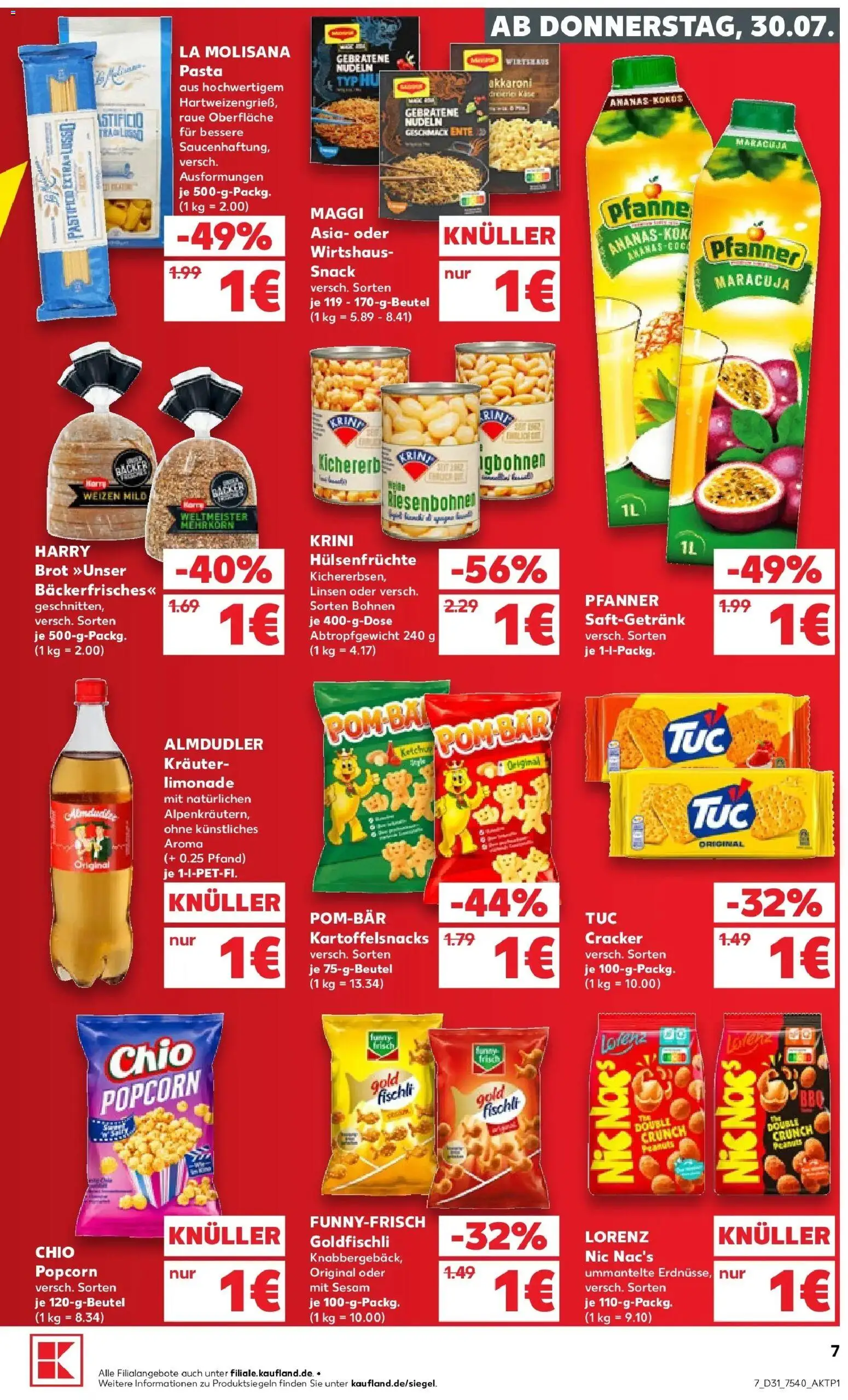 Kaufland Prospekt Eisenhüttenstadt – gültig ab 30.07.2026 | Seite: 7 | Produkte: Limonade, Brot, Nudeln, Ente