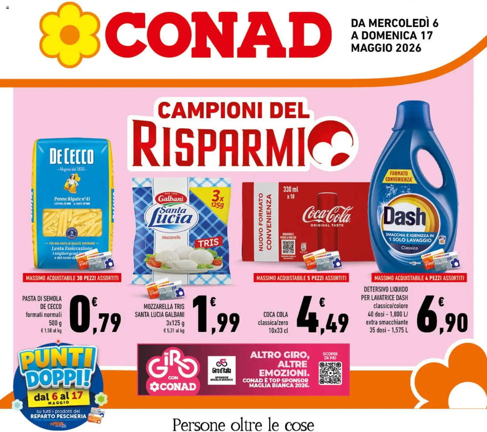 Volantino Conad del 06.05.2026 | Pagina: 1 | Prodotti: Mozzarella, Pasta, Lavatrice, Penne