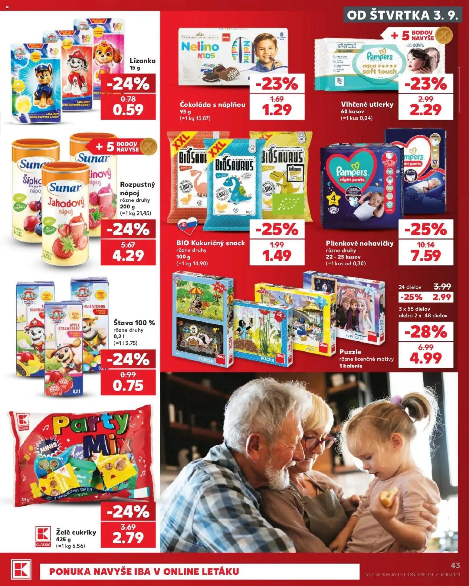 Kaufland SK akciós ujság - amely érvényes a következő dátumtól: 2026.09.03. | Oldal: 43 | Termékek: Pampers, Dino, Sült, Multivitamin