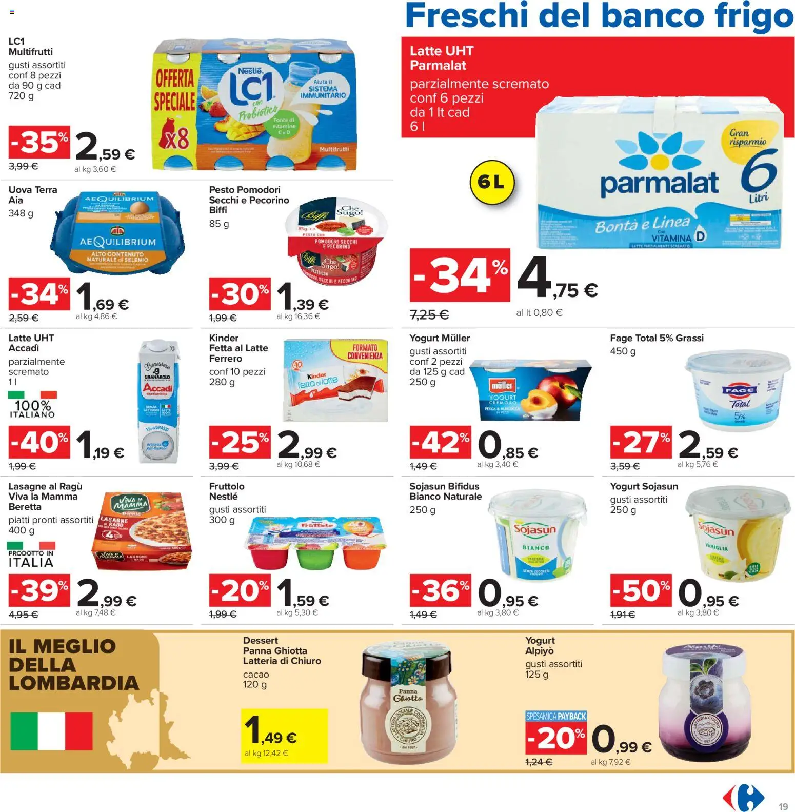 Volantino Carrefour del 19.05.2026 | Pagina: 19 | Prodotti: Yogurt, Pesto, Ragú, Pecorino