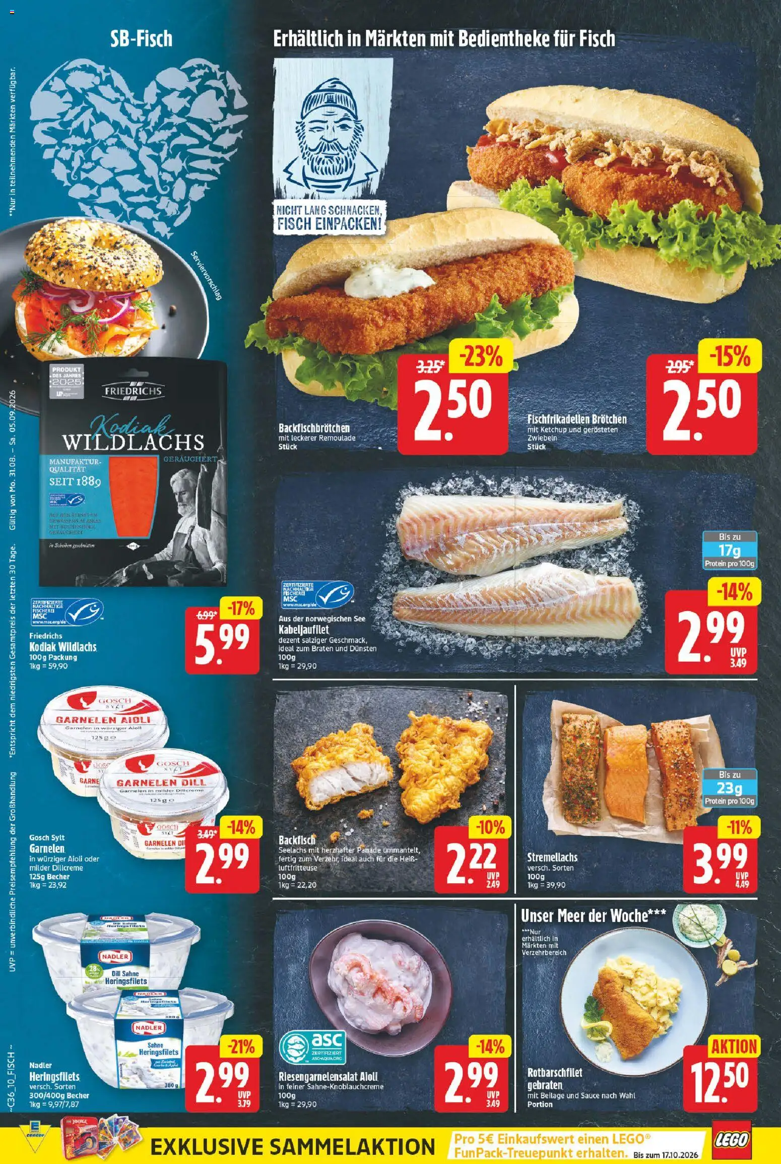 E center Prospekt – gültig ab 31.08.2026 | Seite: 12 | Produkte: Garnelen, Fisch, Zwiebeln, Dill