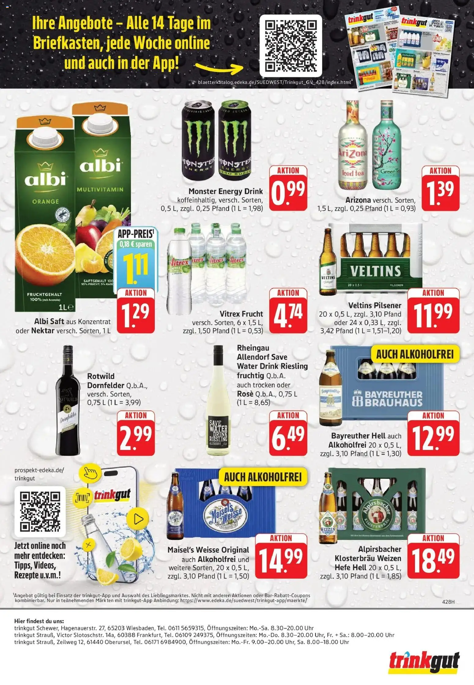 Trinkgut Prospekt Wiesbaden (ab 28.09.2026) » Angebote online | Seite: 6 | Produkte: Bayreuther hell, Monster, Zucker, Saft