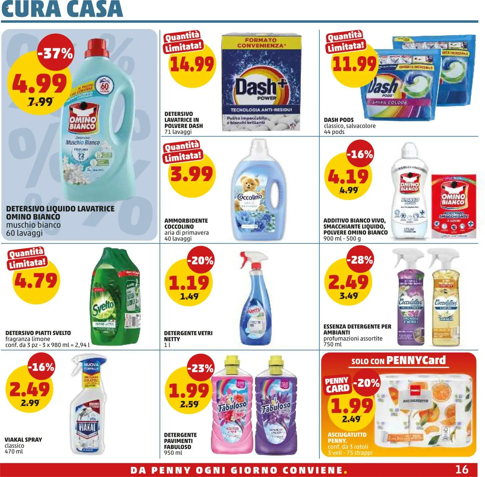 Volantino PENNY del 16/07/2026 | Pagina: 16 | Prodotti: Detergente, Limone, Lavatrice, Asciugatutto