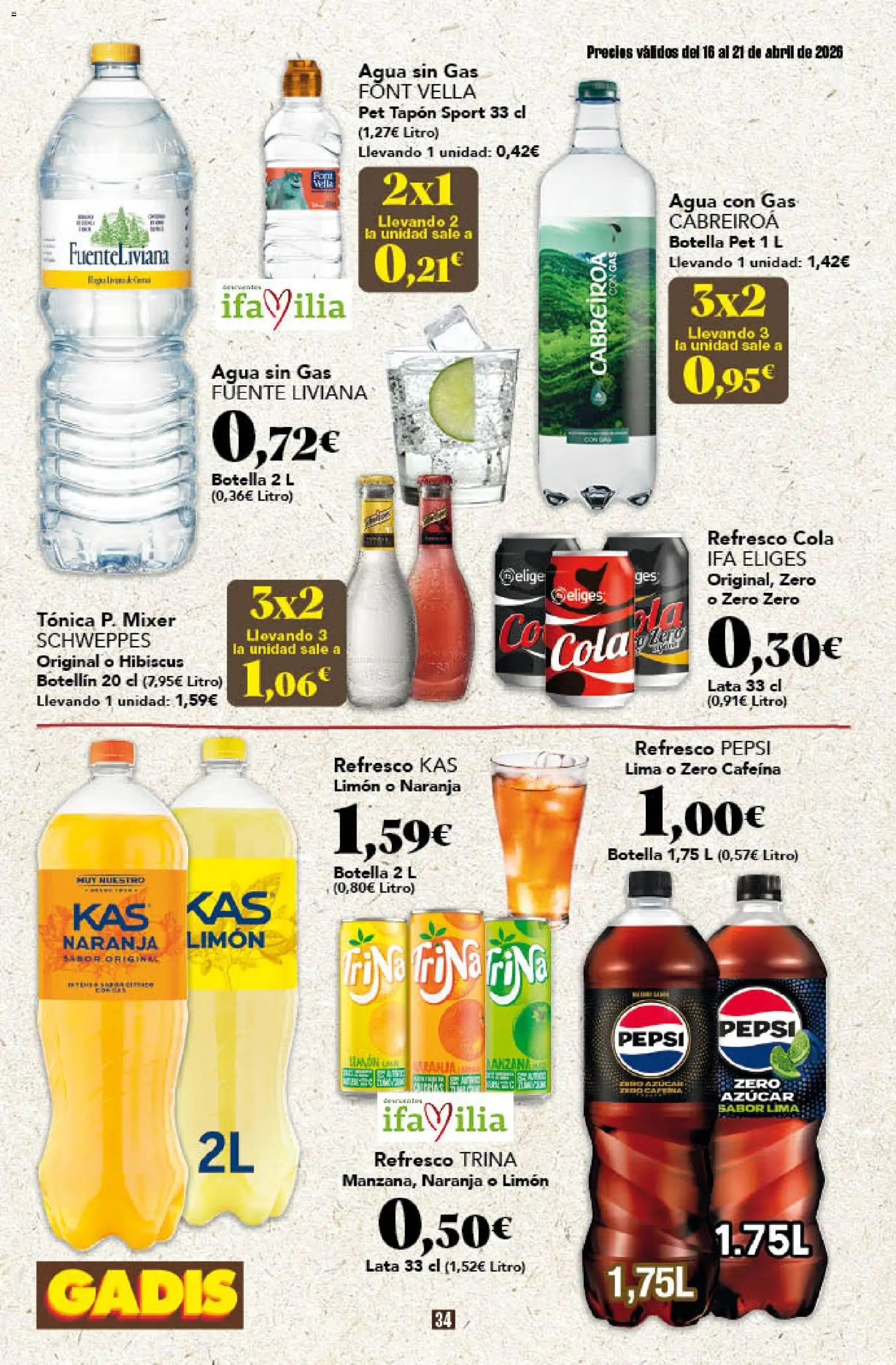 Gadis folleto │ válido desde el 16.04.2026 | Página: 34 | Productos: Lima, Agua con gas