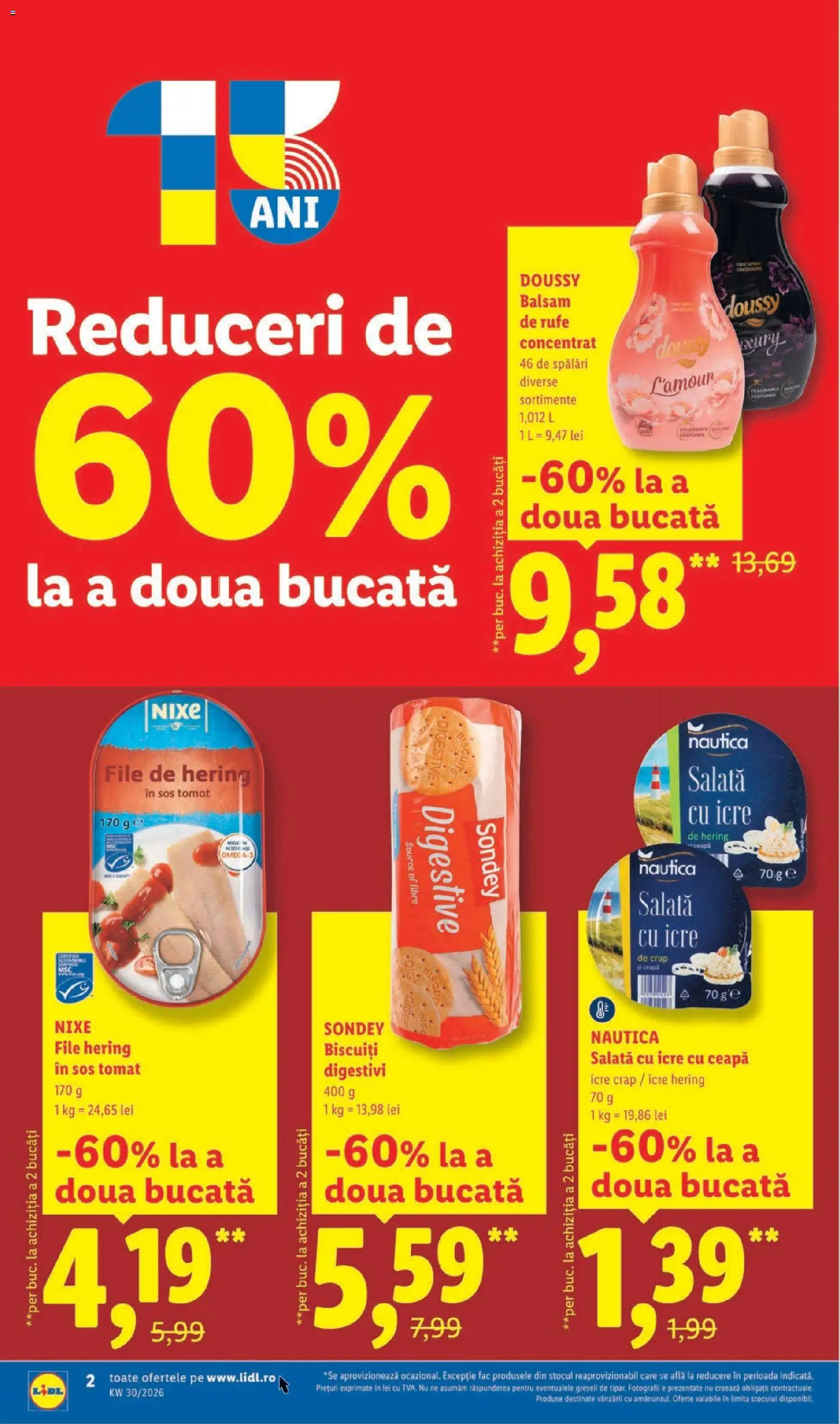 Noul catalog Lidl – valabil de la 20.07.2026 | Pagină: 2 | Produse: Doussy, Balsam de rufe, Biscuiți, Salată