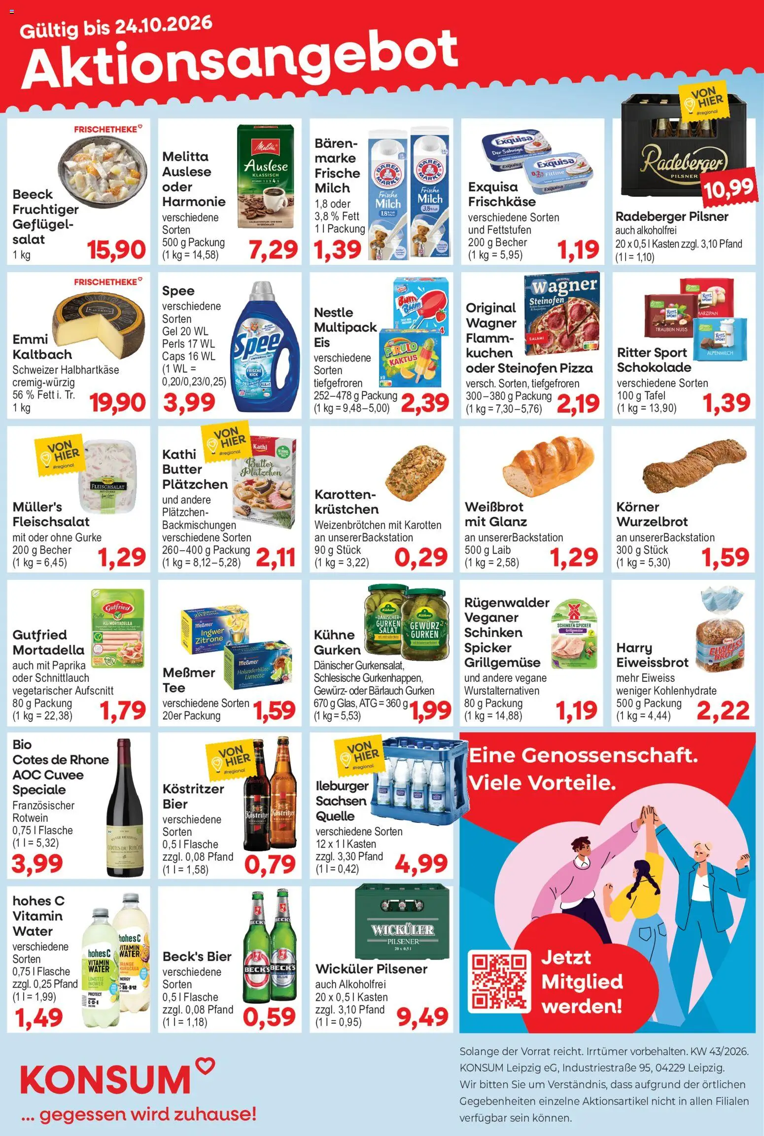 KONSUM Leipzig Prospekt – gültig ab 19.10.2026 | Seite: 1 | Produkte: Butter, Ritter sport, Hohes c, Salat