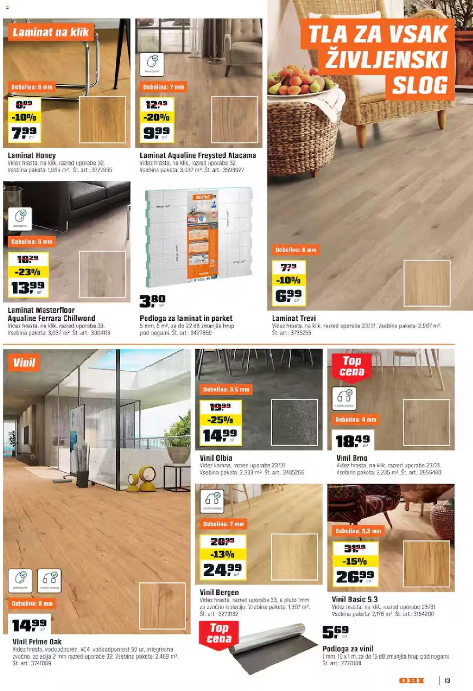 Novi OBI katalog ponudbe – veljaven od 04.08.2026 | Stran: 13 | Izdelki: Podloga