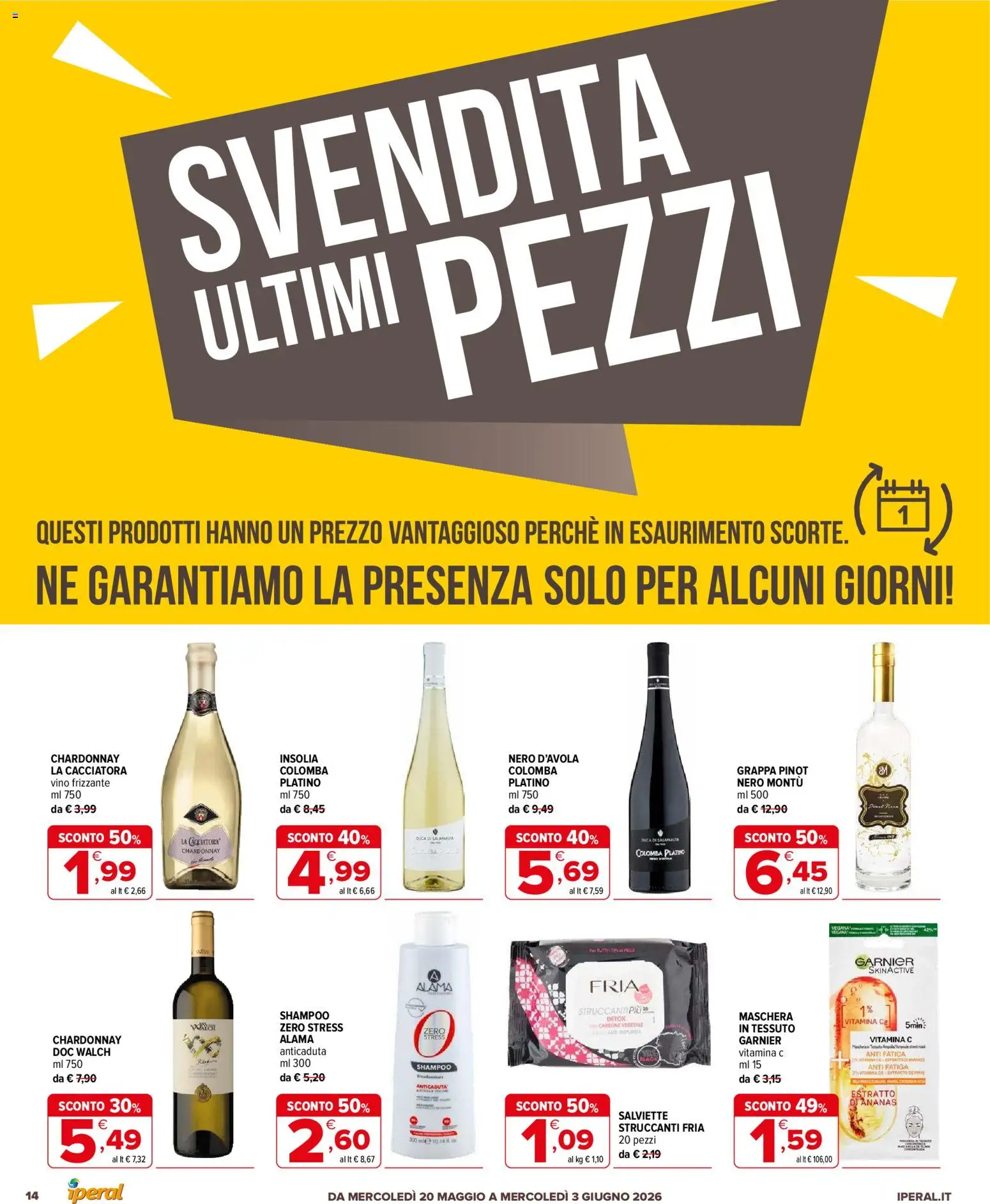 Volantino Iperal del 20.05.2026 | Pagina: 14 | Prodotti: Shampoo, Maschera, Vino, Grappa