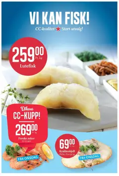 Forhåndsvisning av CC Mat kundeavis gyldig fra 12/10/2026 | Side: 6 | Produkter: Ferske reker, Fisk, Krabbeskjell, Lutefisk