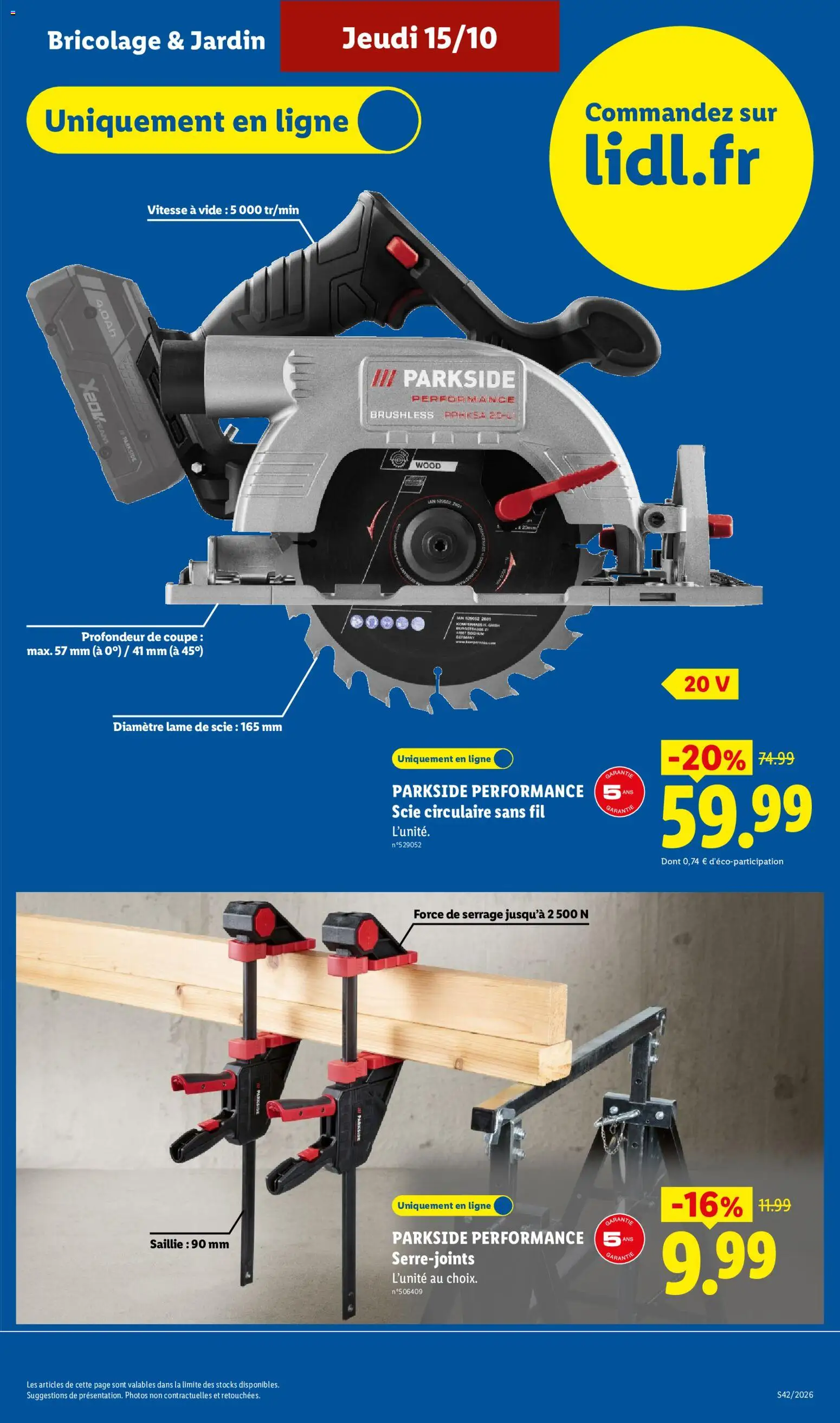 {H1} | Page: 11 | Produits: Bricolage, Parkside, Scie circulaire
