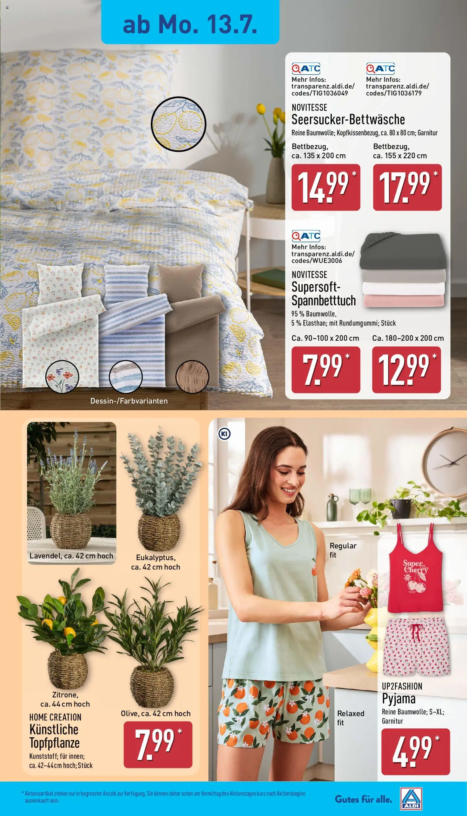 Aldi Prospekt – gültig ab 13.07.2026 | Seite: 19 | Produkte: Up2fashion, Pyjama, Home creation
