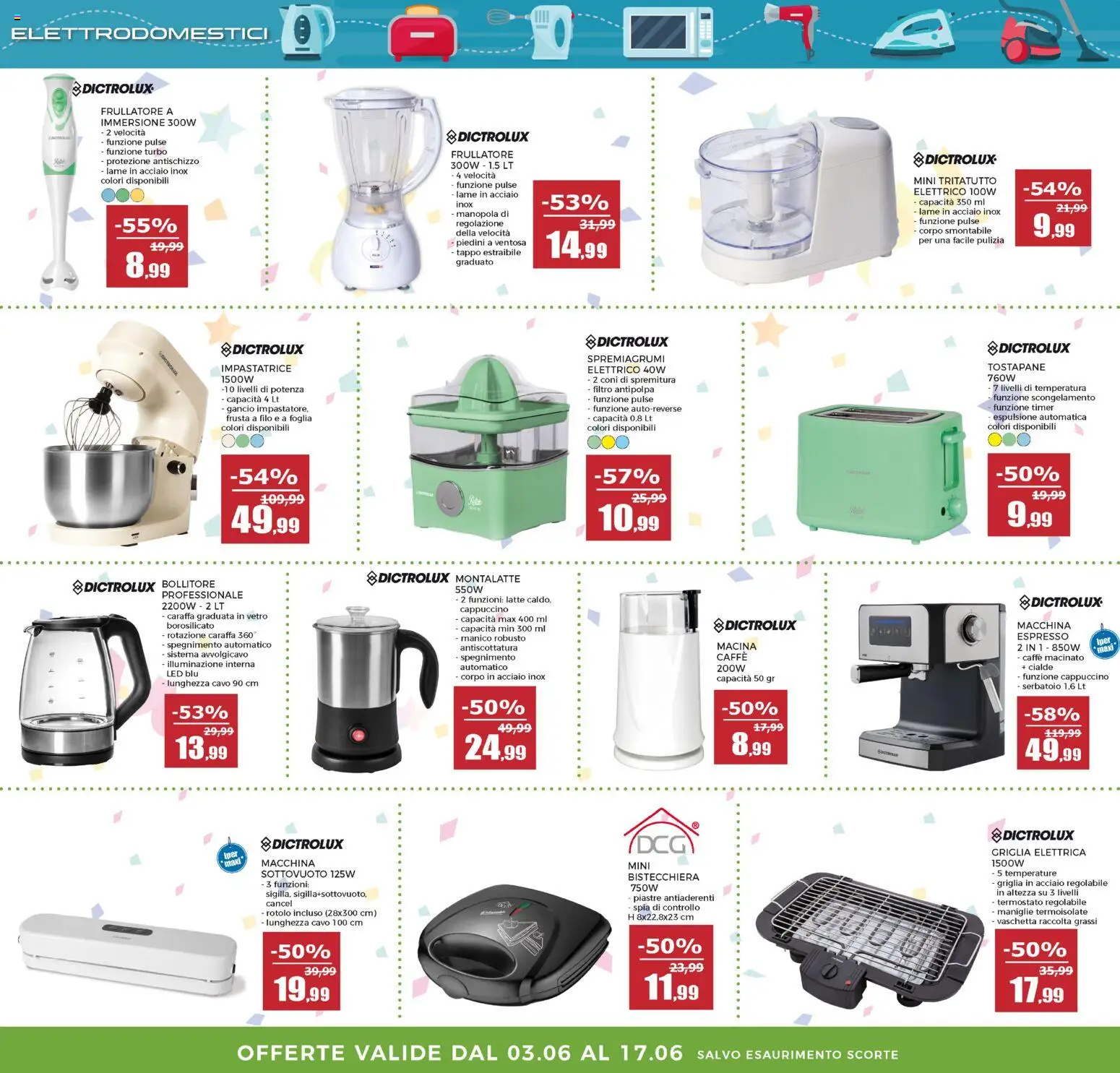Volantino Happy Casa del 03.06.2026 | Pagina: 37 | Prodotti: Bistecchiera, Griglia, Spremiagrumi, Tostapane