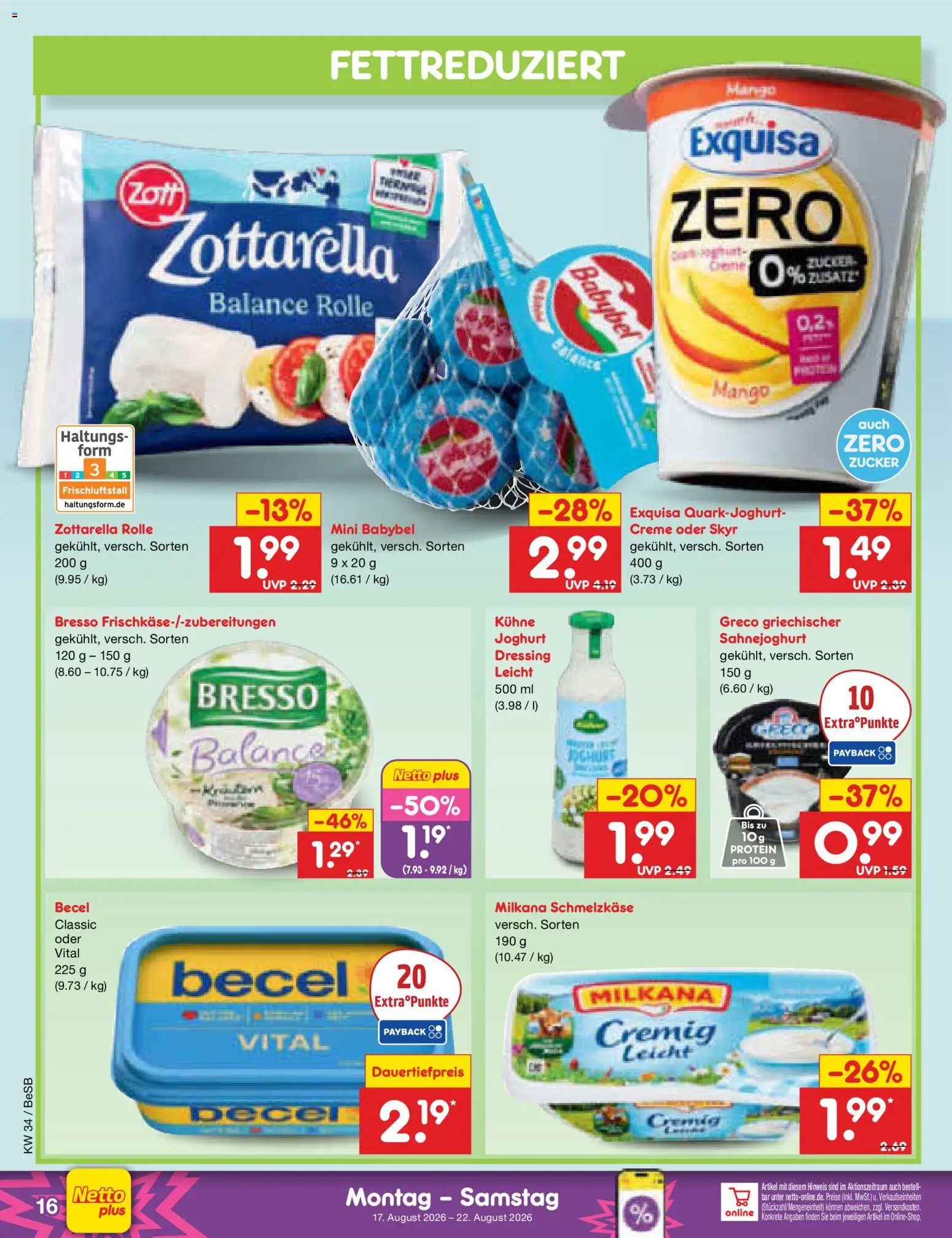 Netto Marken-Discount Prospekt – gültig ab 17.08.2026 | Seite: 22 | Produkte: Bresso, Creme, Skyr, Babybel