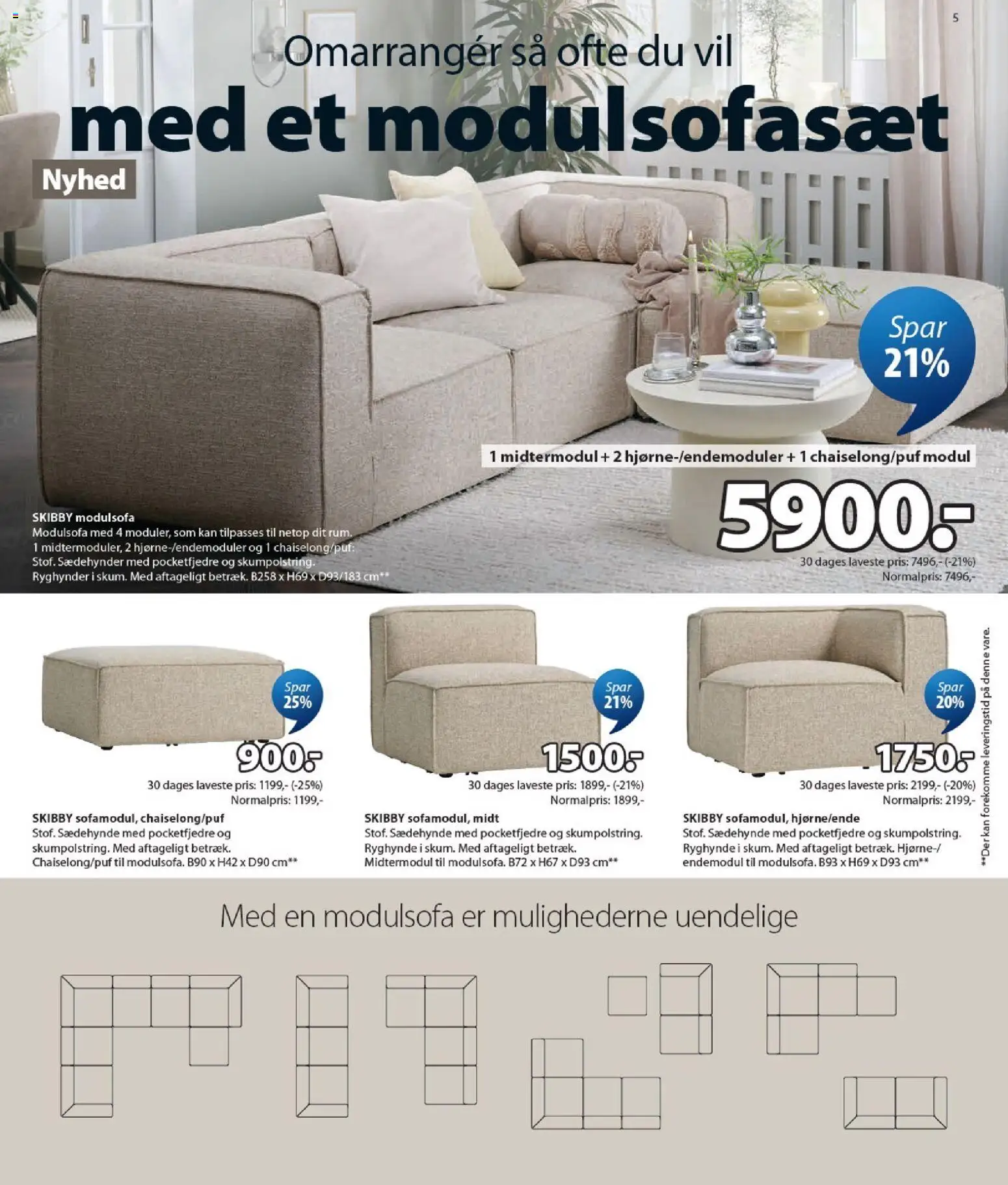JYSK tilbudsavis – gyldig fra 14/08/2026 | Side: 5 | Produkter: Sofa, Søm