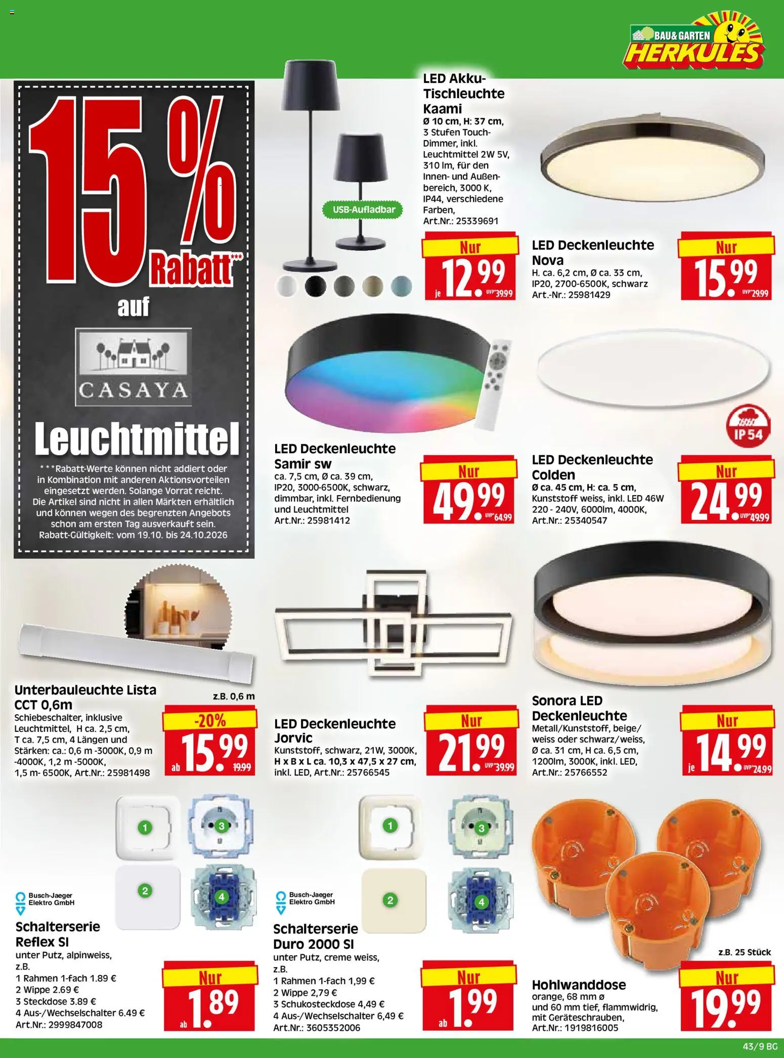 HERKULES Bau & Garten – gültig ab 19.10.2026 | Seite: 9 | Produkte: Steckdose, Creme