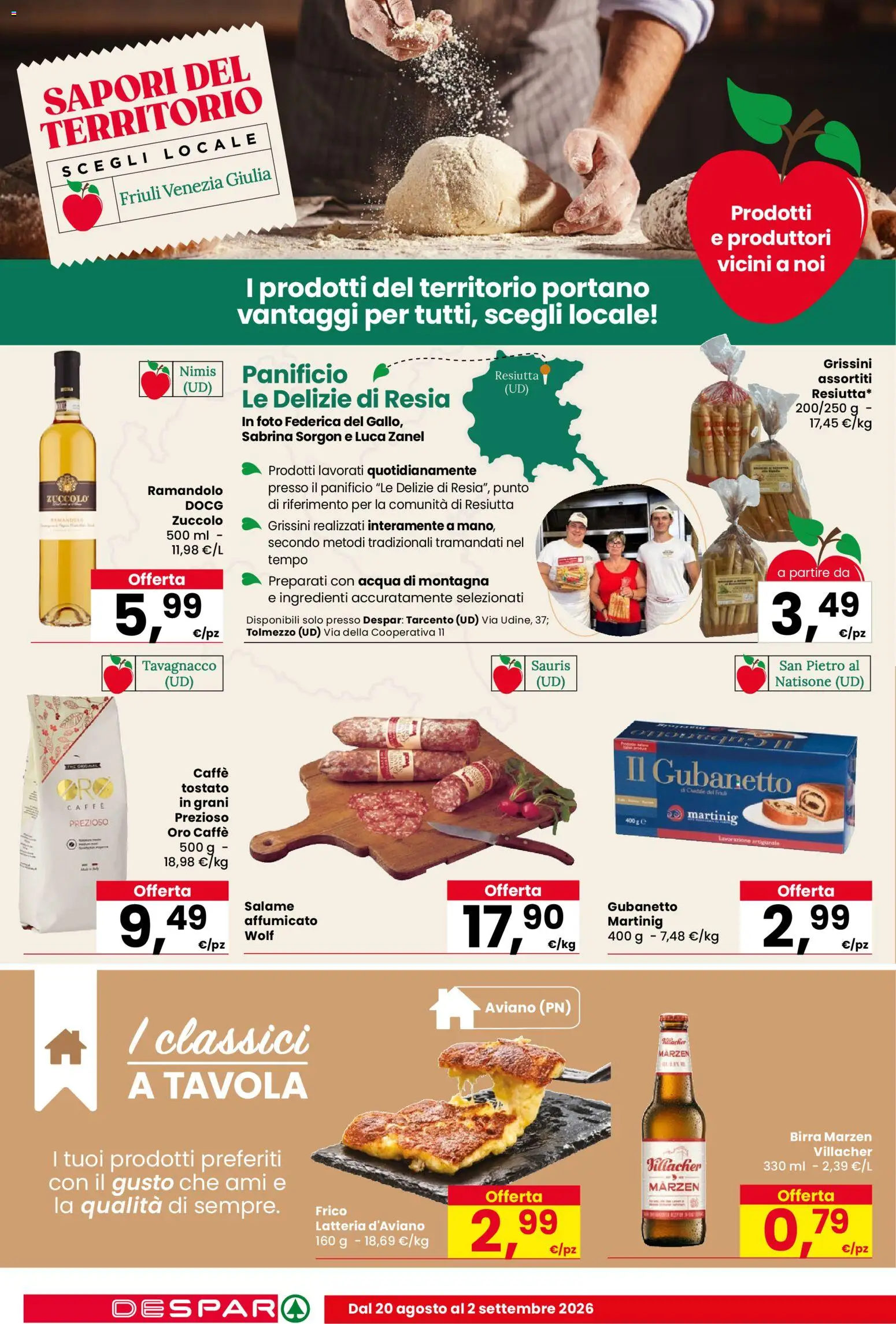 Volantino Despar del 20/08/2026 | Pagina: 8 | Prodotti: Caffè, Acqua, Ingredienti, Grissini