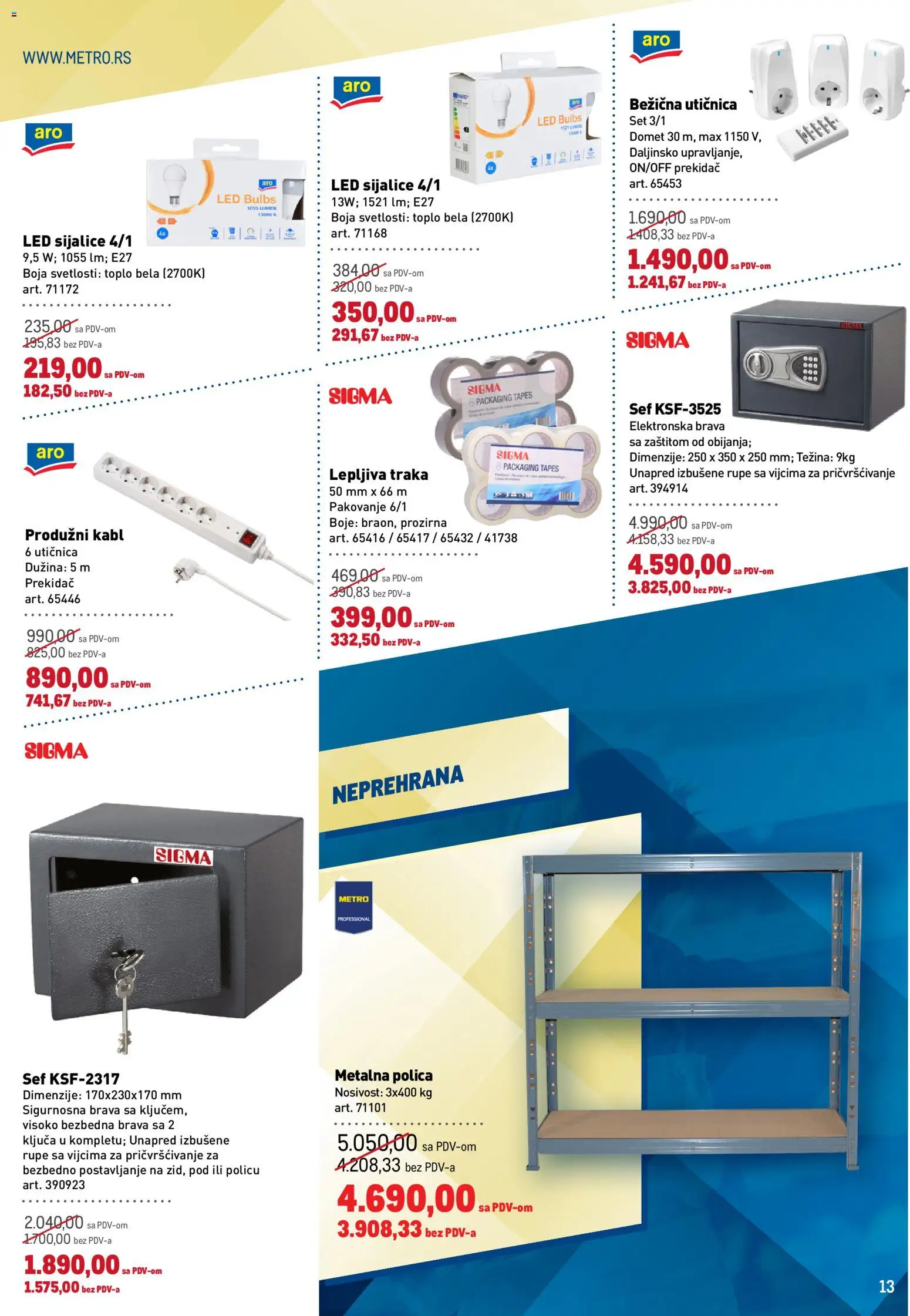 Metro katalog - važi od 01.10.2026 | Strana: 13 | Proizvode: Led, Kabl, Pakovanje, Produžni kabl