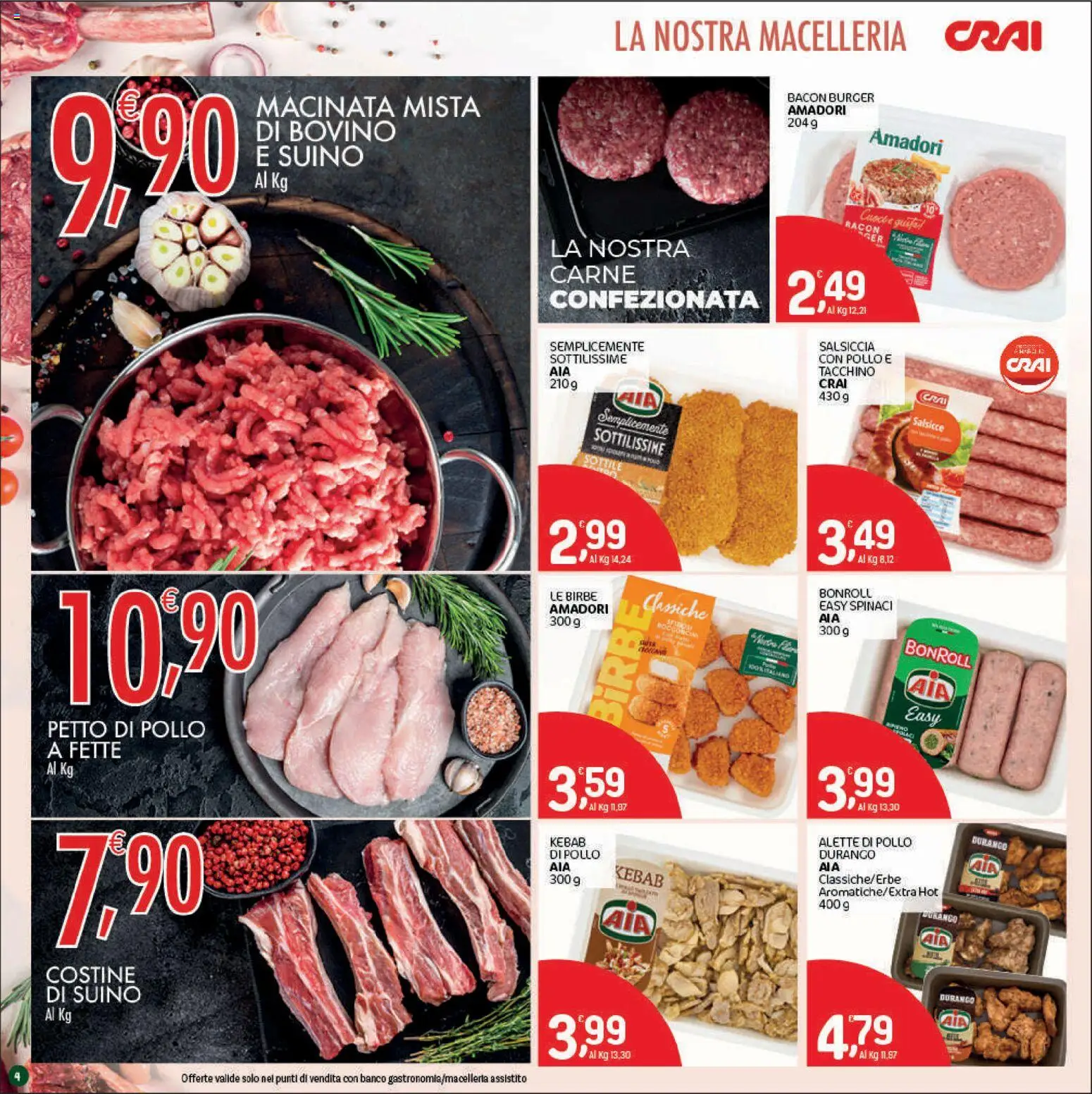 Volantino CRAI del 03/09/2026 | Pagina: 4 | Prodotti: Petto di Pollo, Pollo, Tacchino, Salsicce