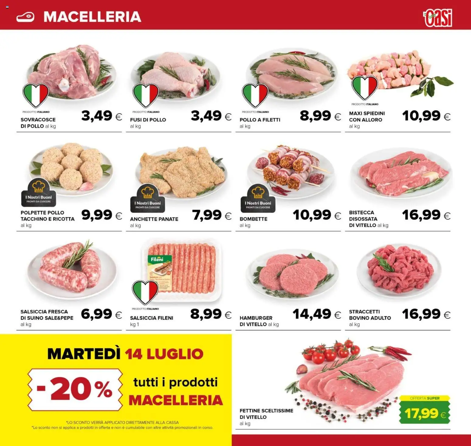 Volantino Oasi del 02/07/2026 | Pagina: 11 | Prodotti: Bovino, Suino, Hamburger, Polpette