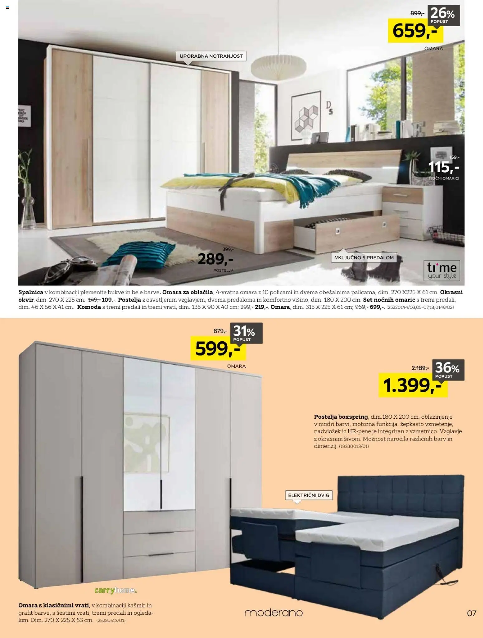 Novi XXXL Lesnina katalog ponudbe – veljaven od 28.09.2026 | Stran: 7 | Izdelki: Nadvložek, Postelja, Omara, Komoda