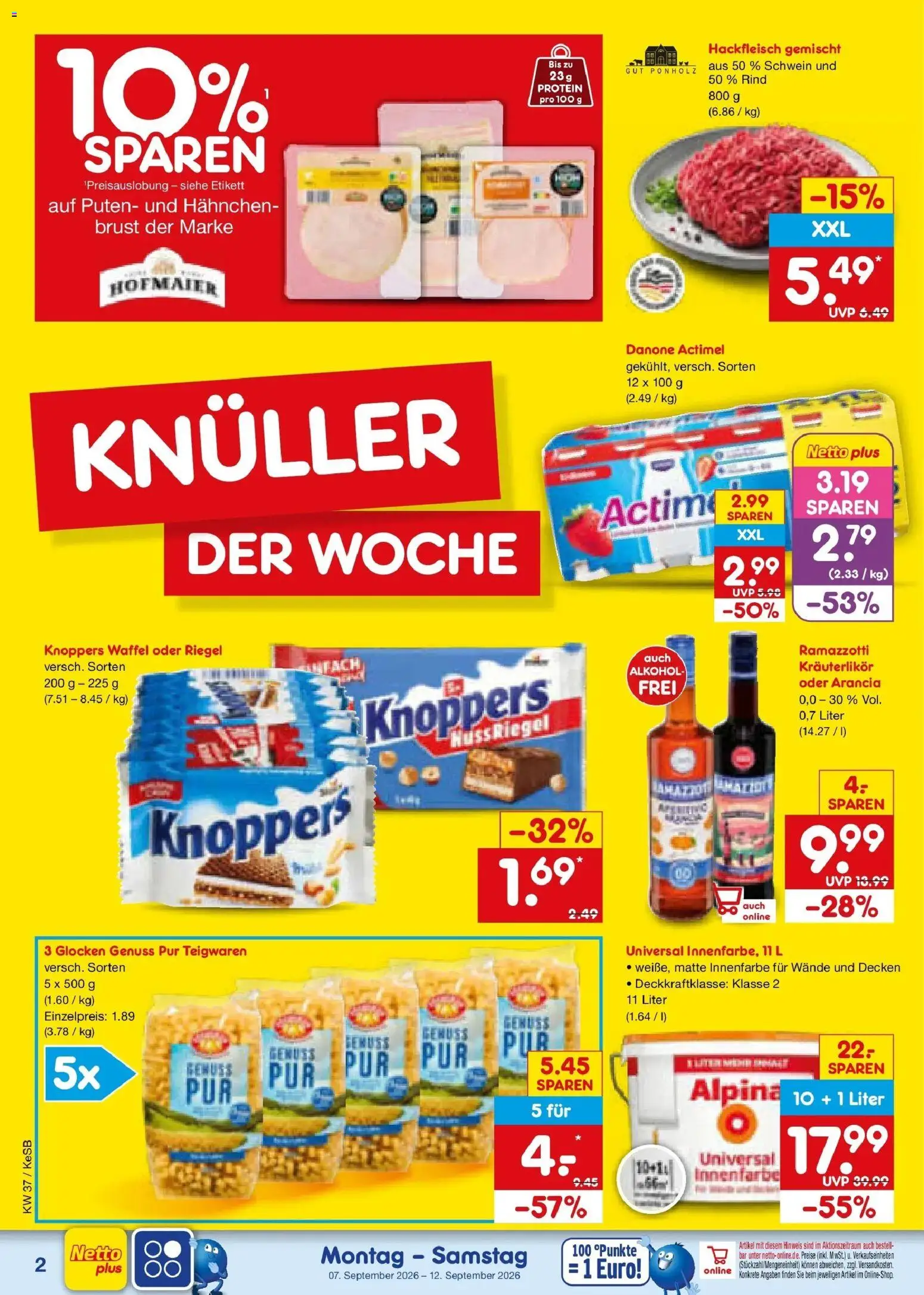 Netto Marken-Discount Prospekt Koblenz – gültig ab 07.09.2026 | Seite: 4 | Produkte: Hahnchen, Knoppers, Ramazzotti, Hackfleisch
