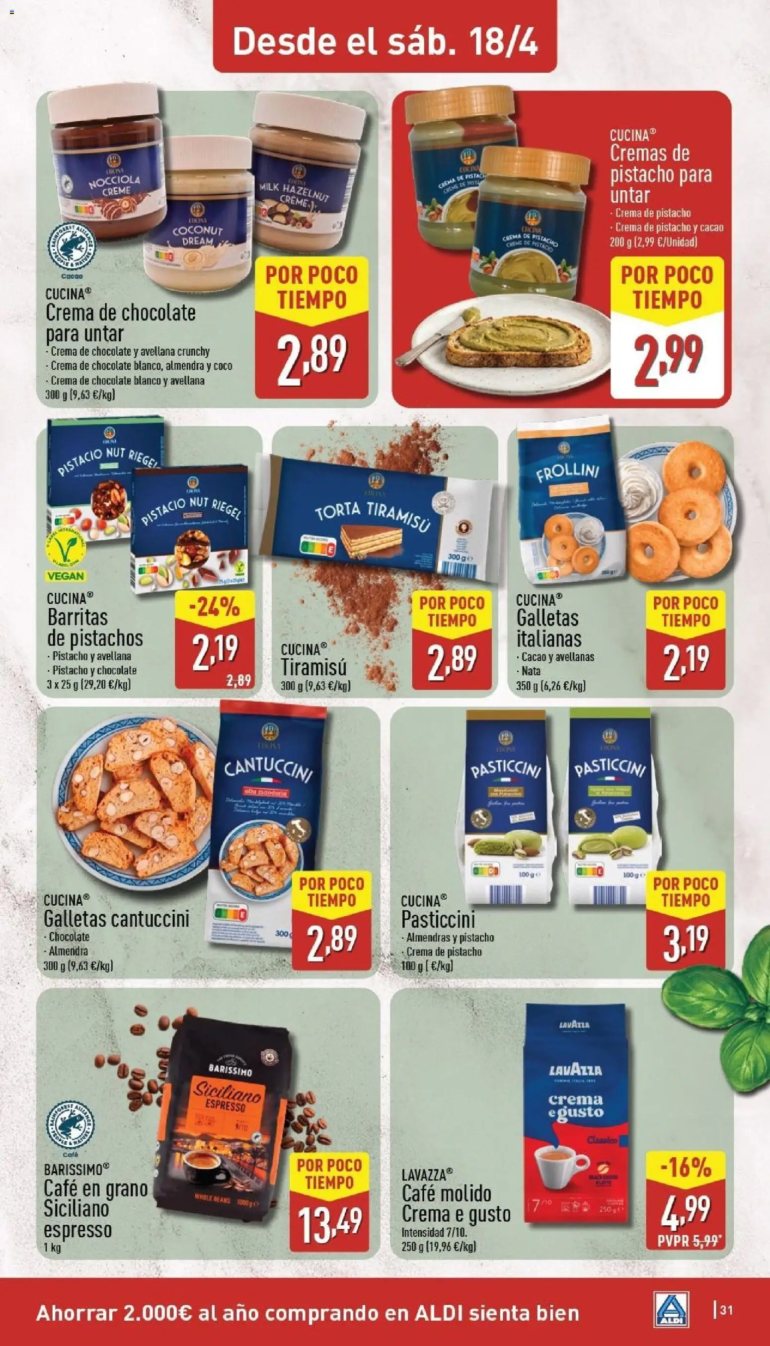 Aldi folleto Canarias │ válido desde el 13.04.2026 | Página: 31 | Productos: Café, Chocolate, Τυρόπιτα, Galletas