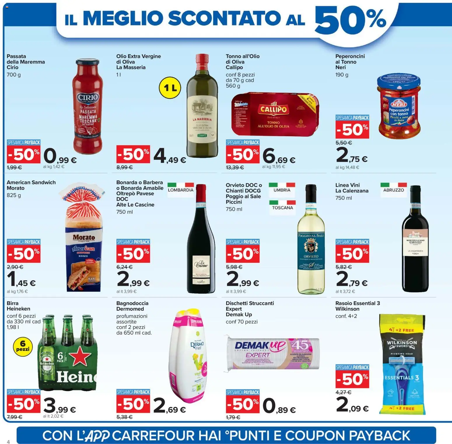 Volantino Carrefour del 07.04.2026 | Pagina: 4 | Prodotti: Rasoio, Olio, Olio extra vergine, Heineken