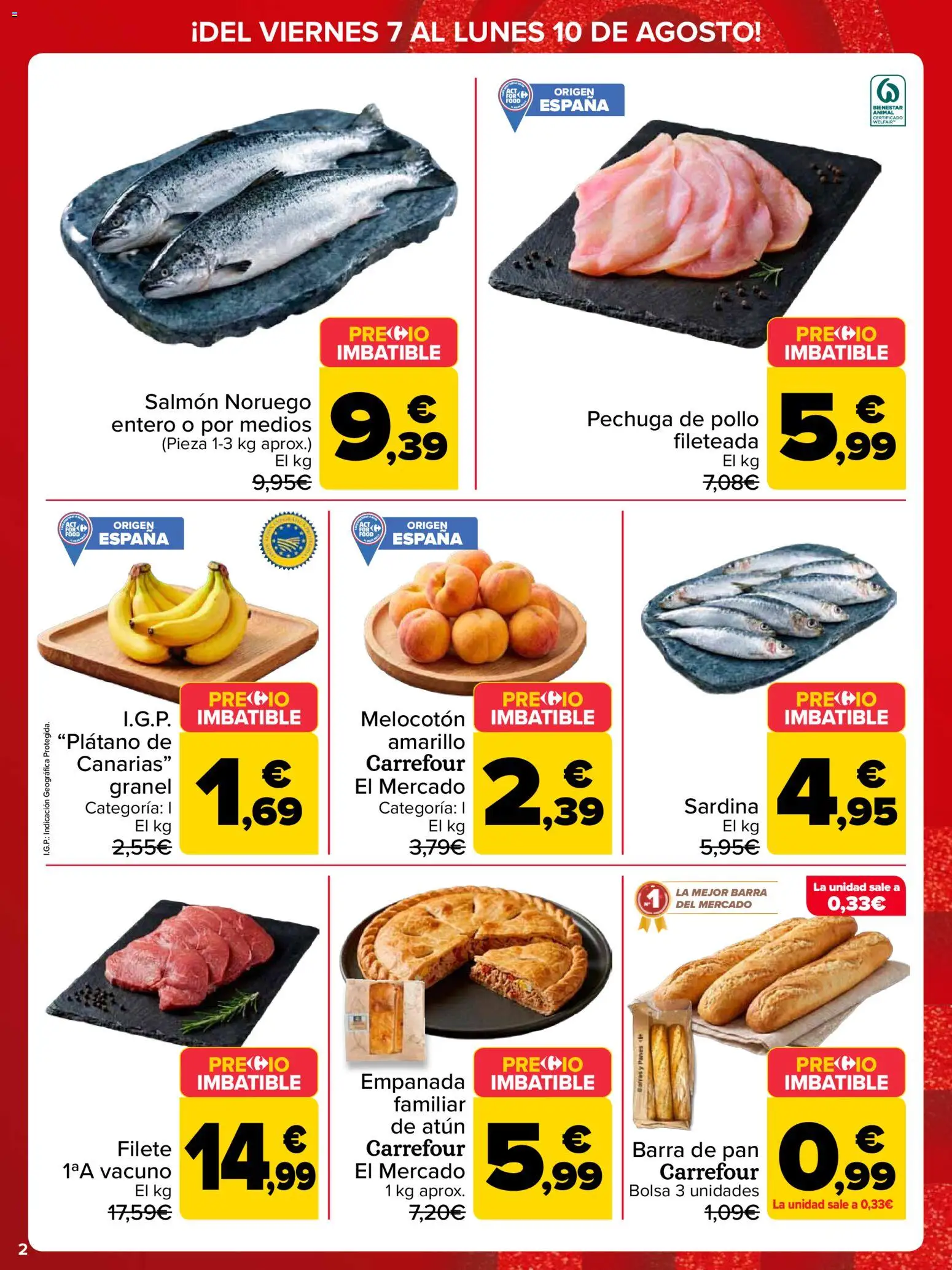 Carrefour Precio Imbatible │ válido desde el 07/08/2026 | Página: 2 | Productos: Pechuga de pollo fileteada, Salmón, Filete, Pollo