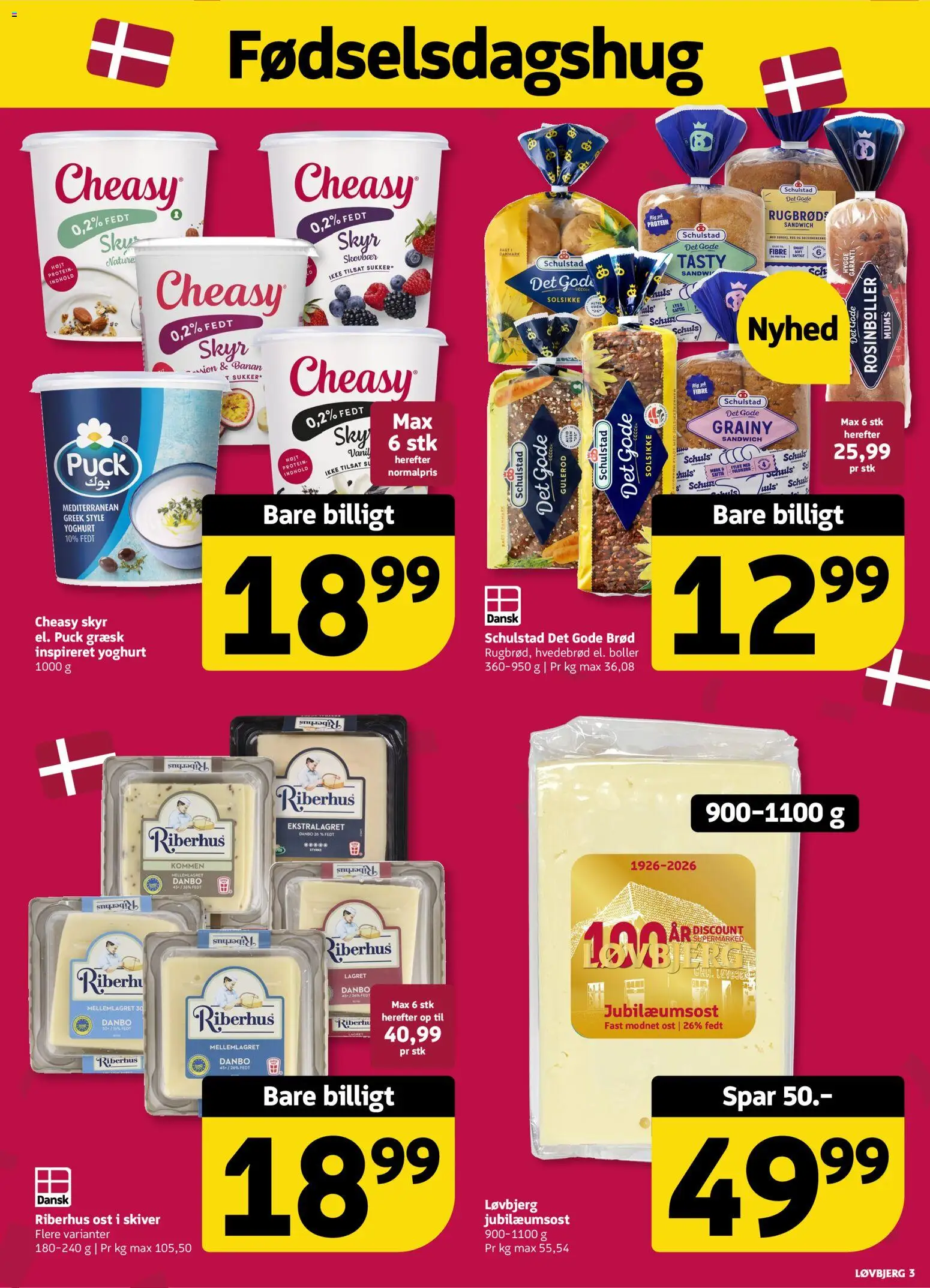 Løvbjerg tilbudsavis – gyldig fra 28/08/2026 | Side: 3 | Produkter: Ost, Yoghurt, Brød, Skyr