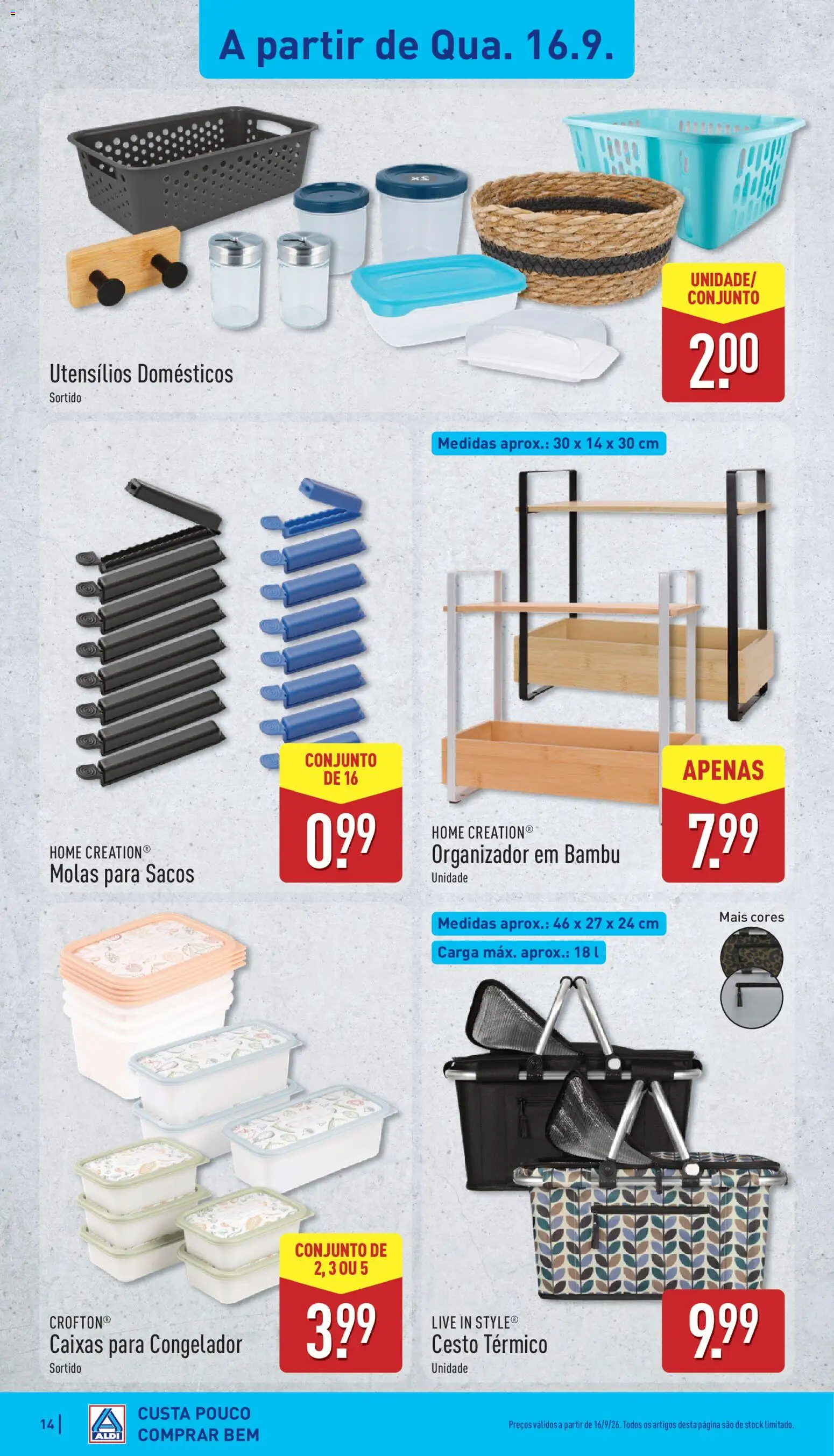 Aldi folheto │ válido de 14/09/2026 | Página: 14 | Produtos: Congelador, Utensílios domésticos, Organizador