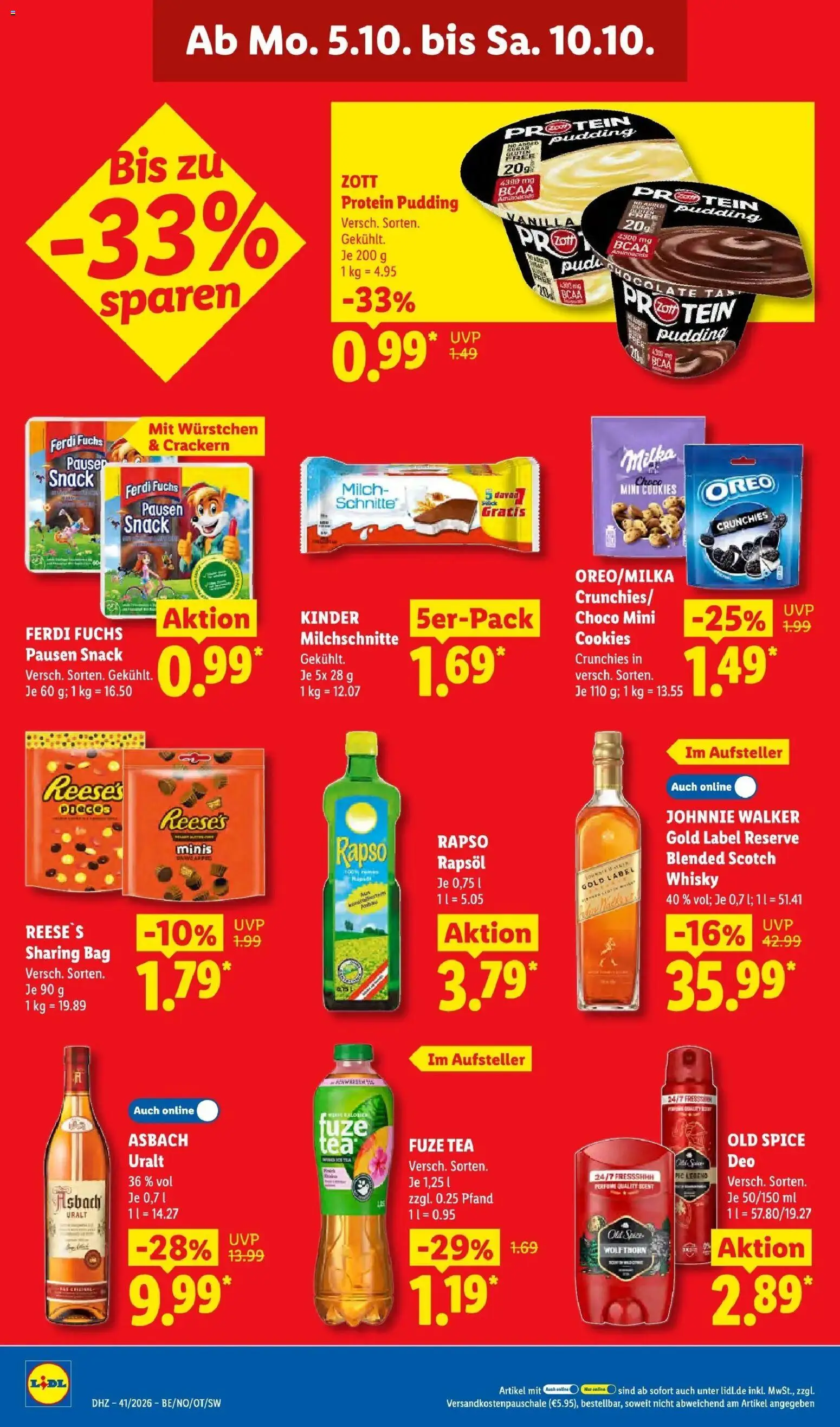 Lidl Prospekt Villingen-schwenningen (ab 05.10.2026) zum Blättern » Angebote | Seite: 16 | Produkte: Fuze tea, Milch, Rapsöl, Johnnie walker