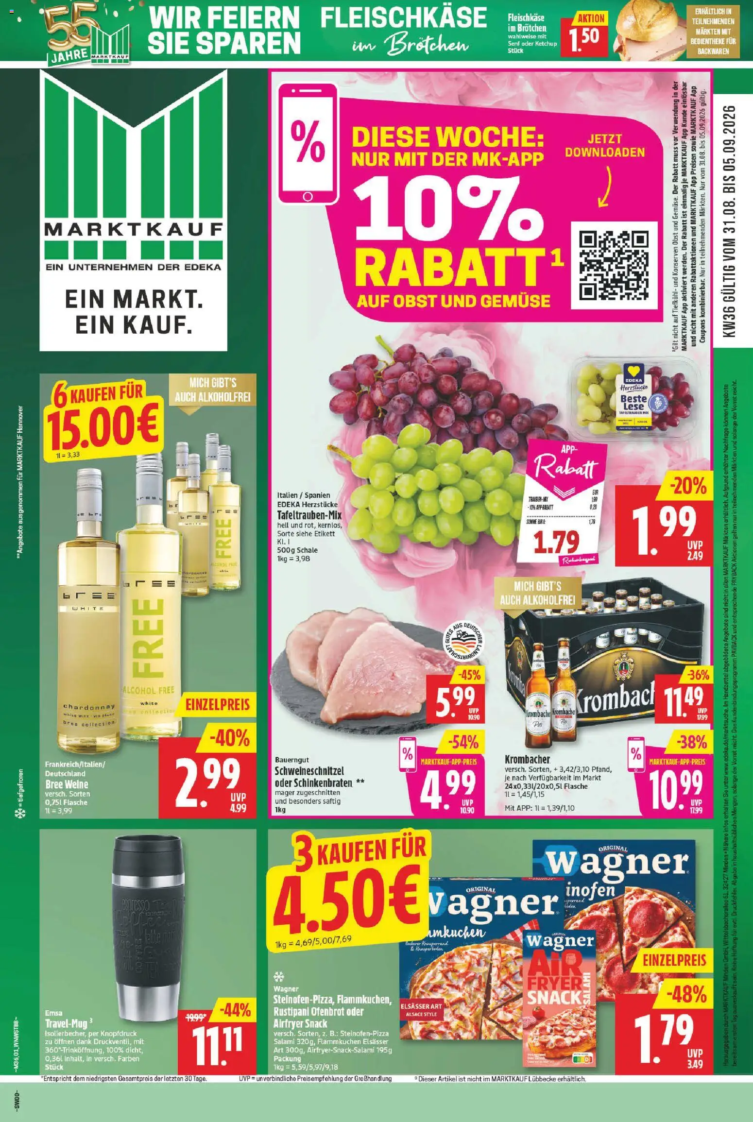 Marktkauf Prospekt – gültig ab 31.08.2026 | Seite: 1 | Produkte: Obst, Krombacher, Salami, Ketchup