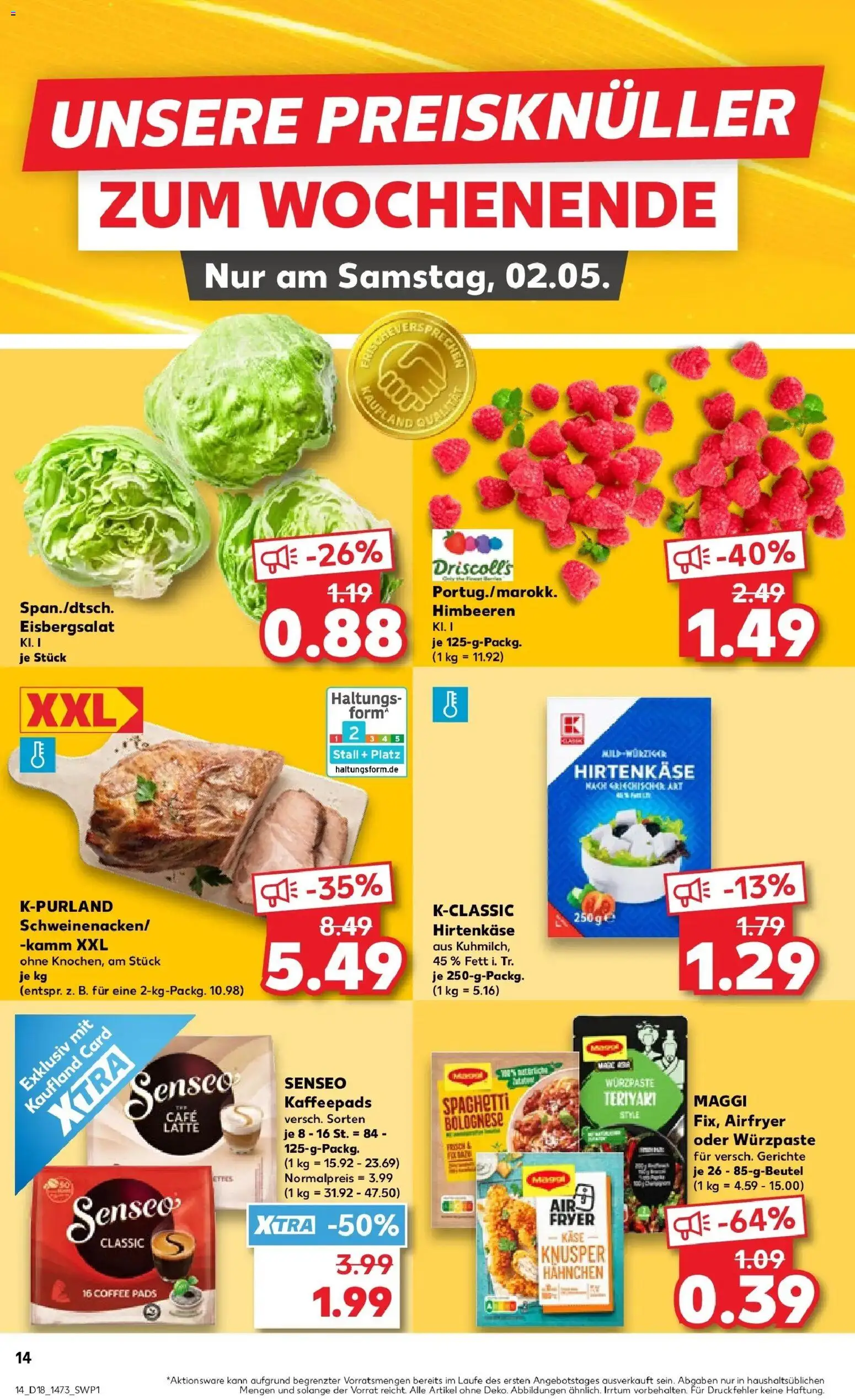 Prospekt Kaufland ab 30.04.2026 » Angebote Online zum Blättern | Seite: 14 | Produkte: Senseo, Maggi, Eisbergsalat, Senseo kaffeepads