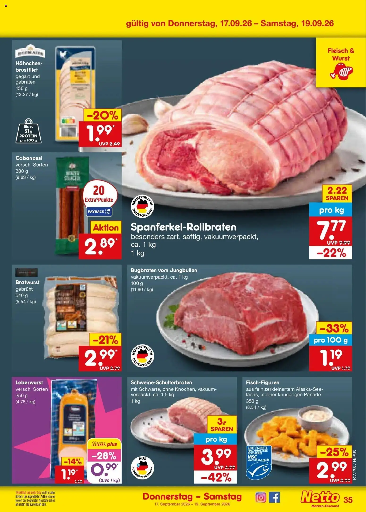 Netto Marken-Discount Prospekt Unna – gültig ab 14.09.2026 | Seite: 49 | Produkte: Hahnchen, Bratwurst, Wurst, Fleisch