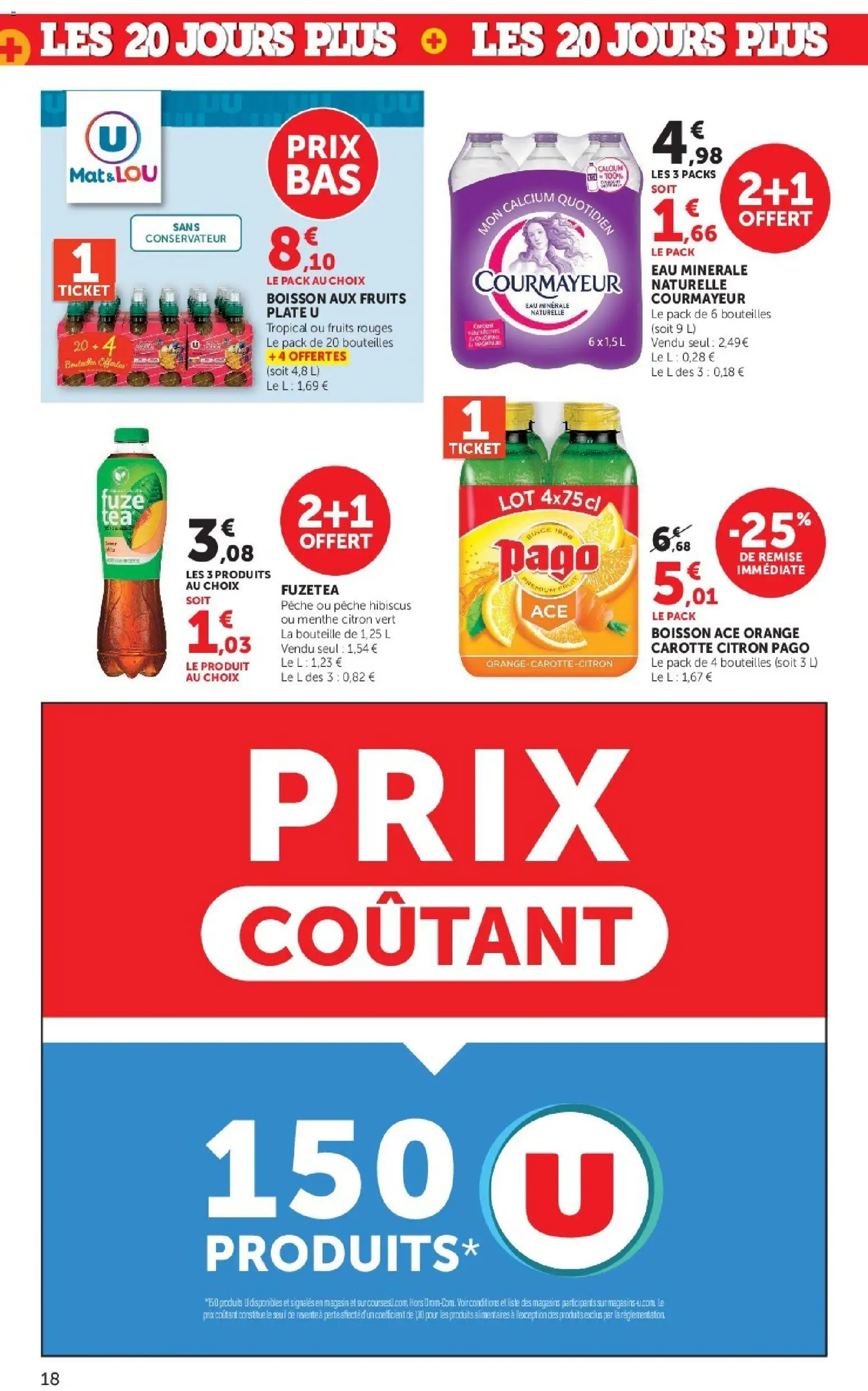 {H1} | Page: 18 | Produits: Eau minérale, Citron vert, Boisson aux fruits, Bouteille