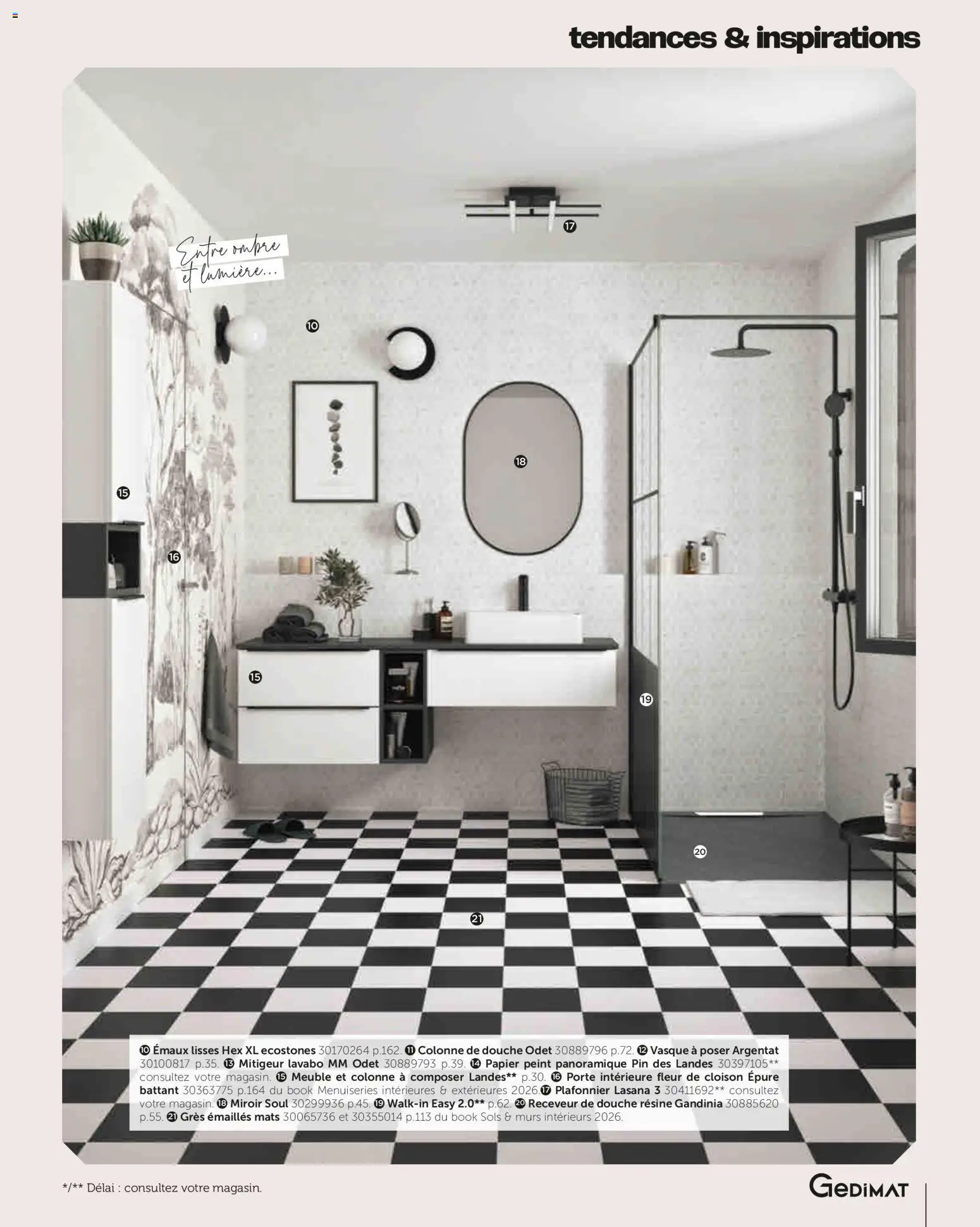 {H1} | Page: 42 | Produits: Plafonnier, Lavabo, Miroir, Papier peint